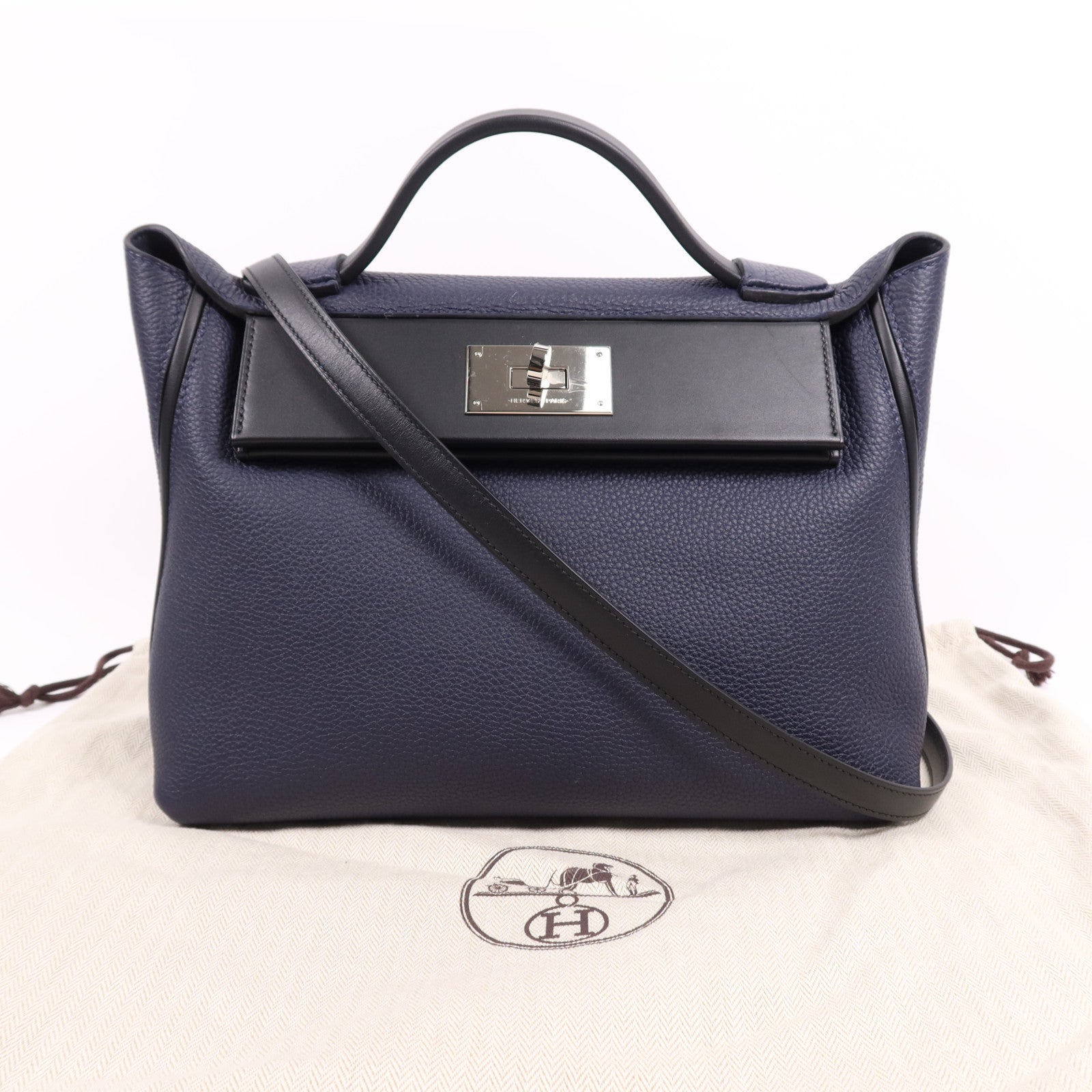HERMES Togo皮革24/24 29cm銀扣手挽肩背兩用袋Caban