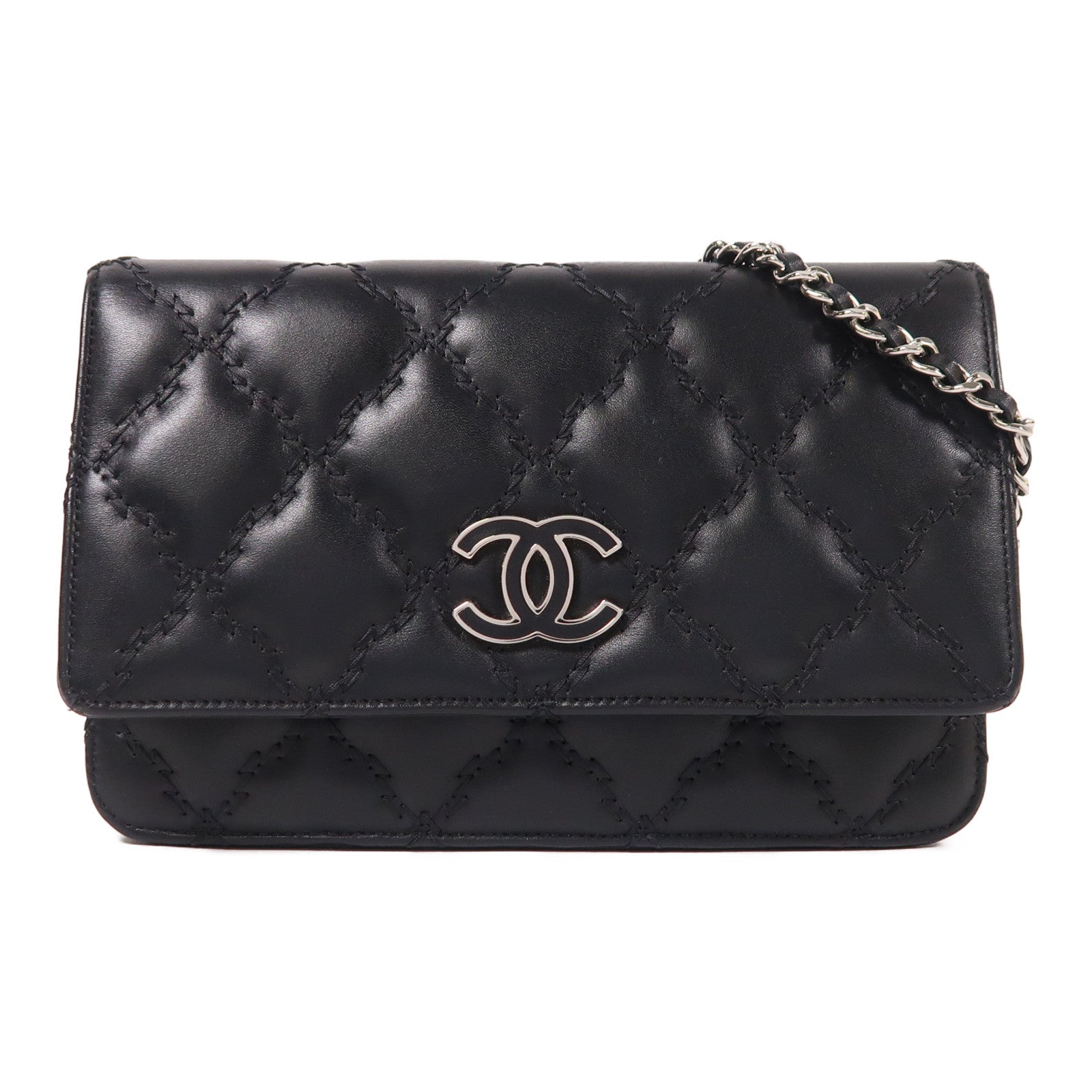 CHANEL 牛皮皮革WOC Wallet On Chain銀扣鏈帶肩背袋