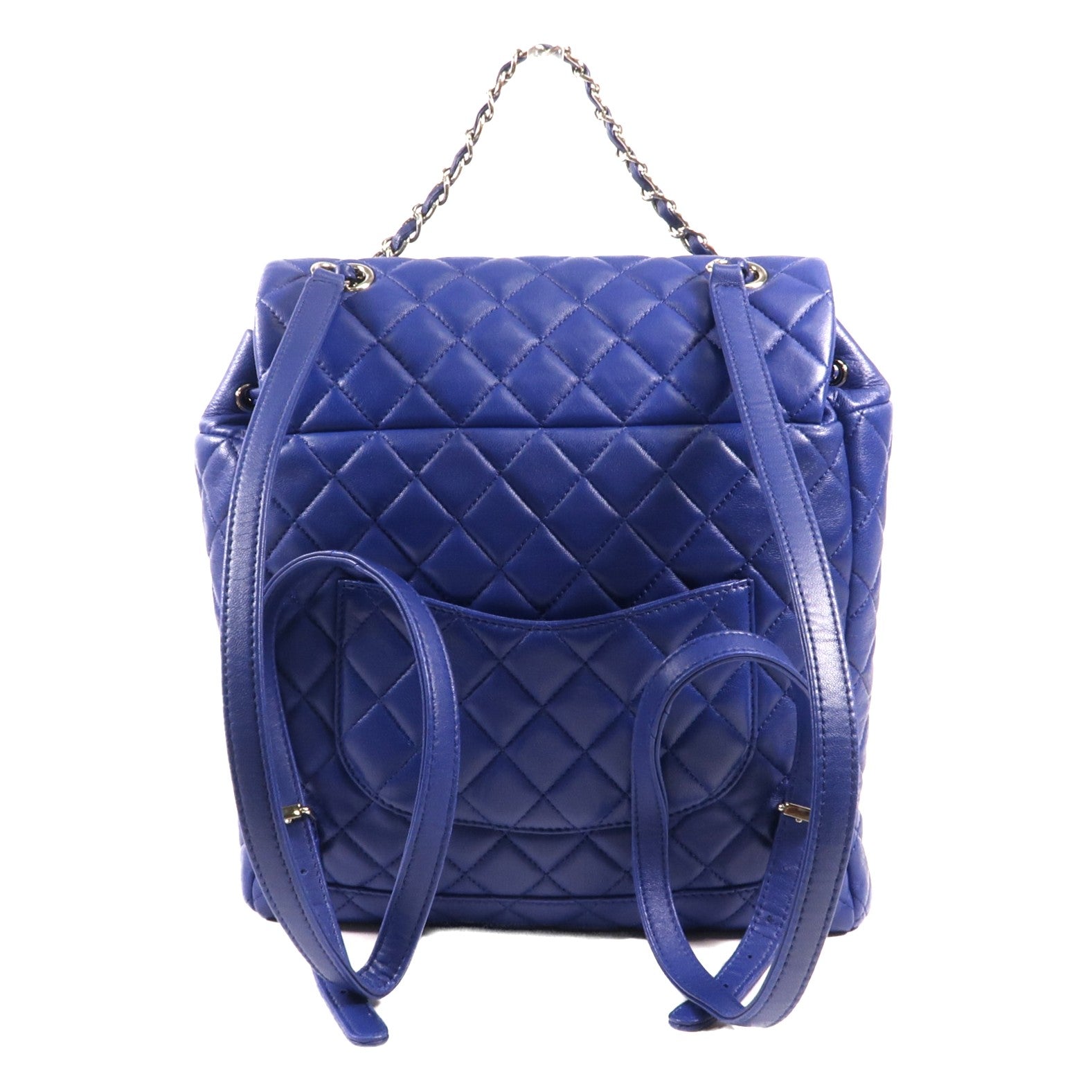 CHANEL 羊皮皮革Backpack銀扣背包