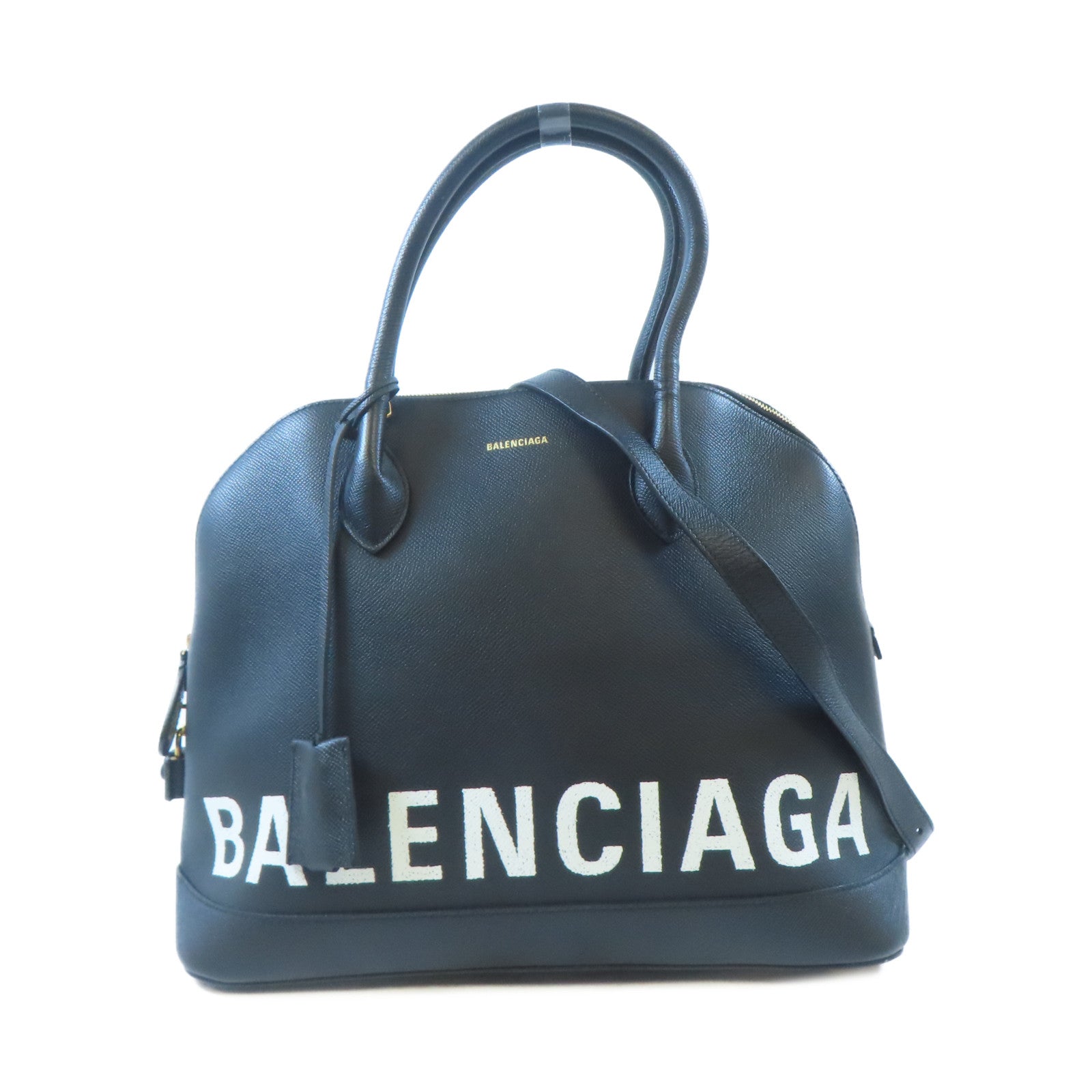 BALENCIAGA 牛皮皮革Ville Top Handle Bag金扣手挽肩背兩用袋黑色