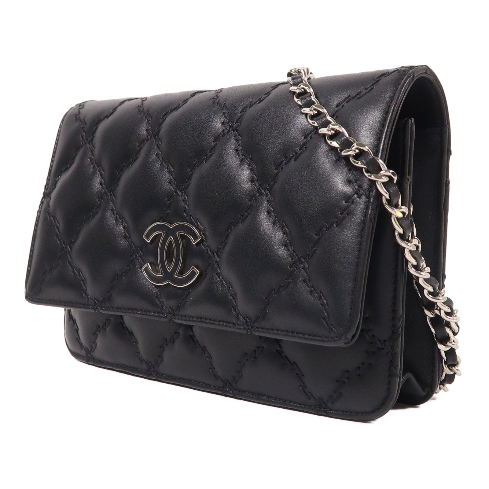 CHANEL 牛皮皮革WOC Wallet On Chain銀扣鏈帶肩背袋