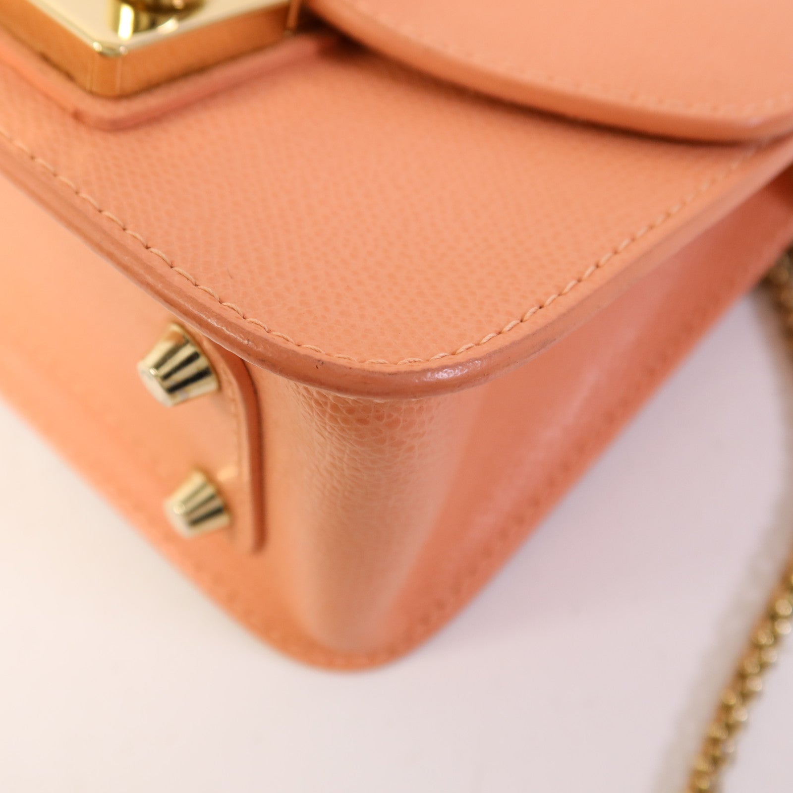 Furla 牛皮皮革Chain Shoulder Bag金扣鏈帶肩背袋