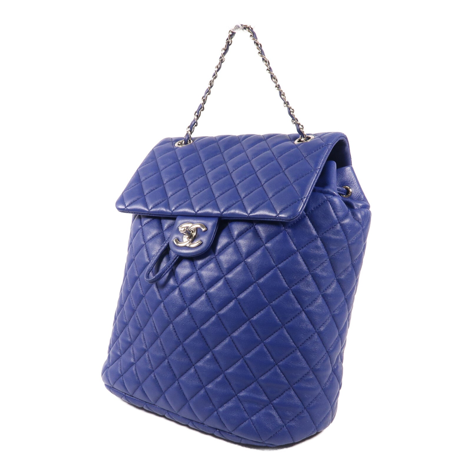 CHANEL 羊皮皮革Backpack銀扣背包