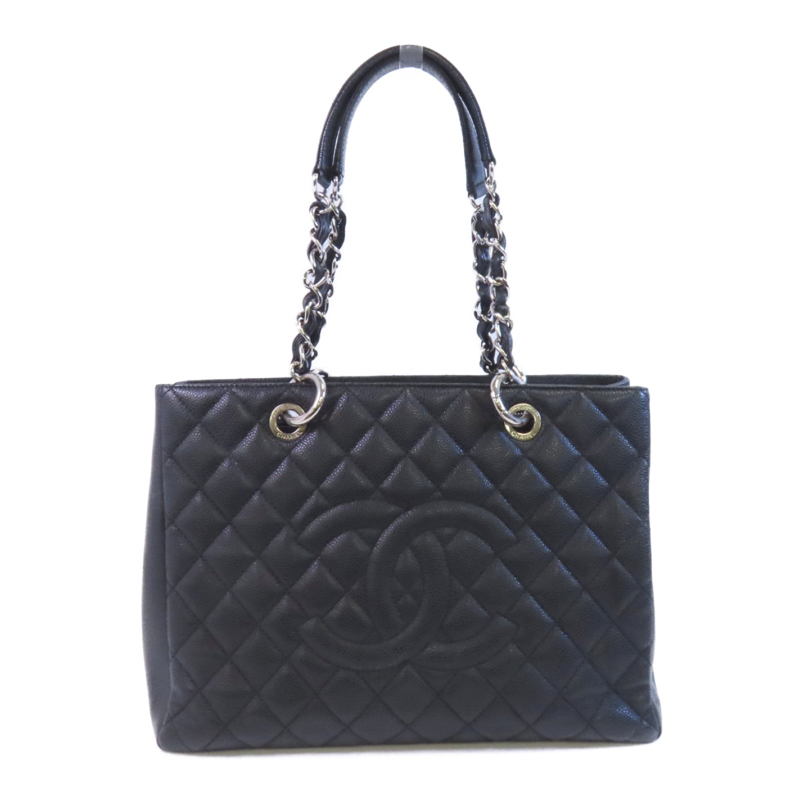 CHANEL 牛皮皮革GST銀扣鏈帶肩背袋