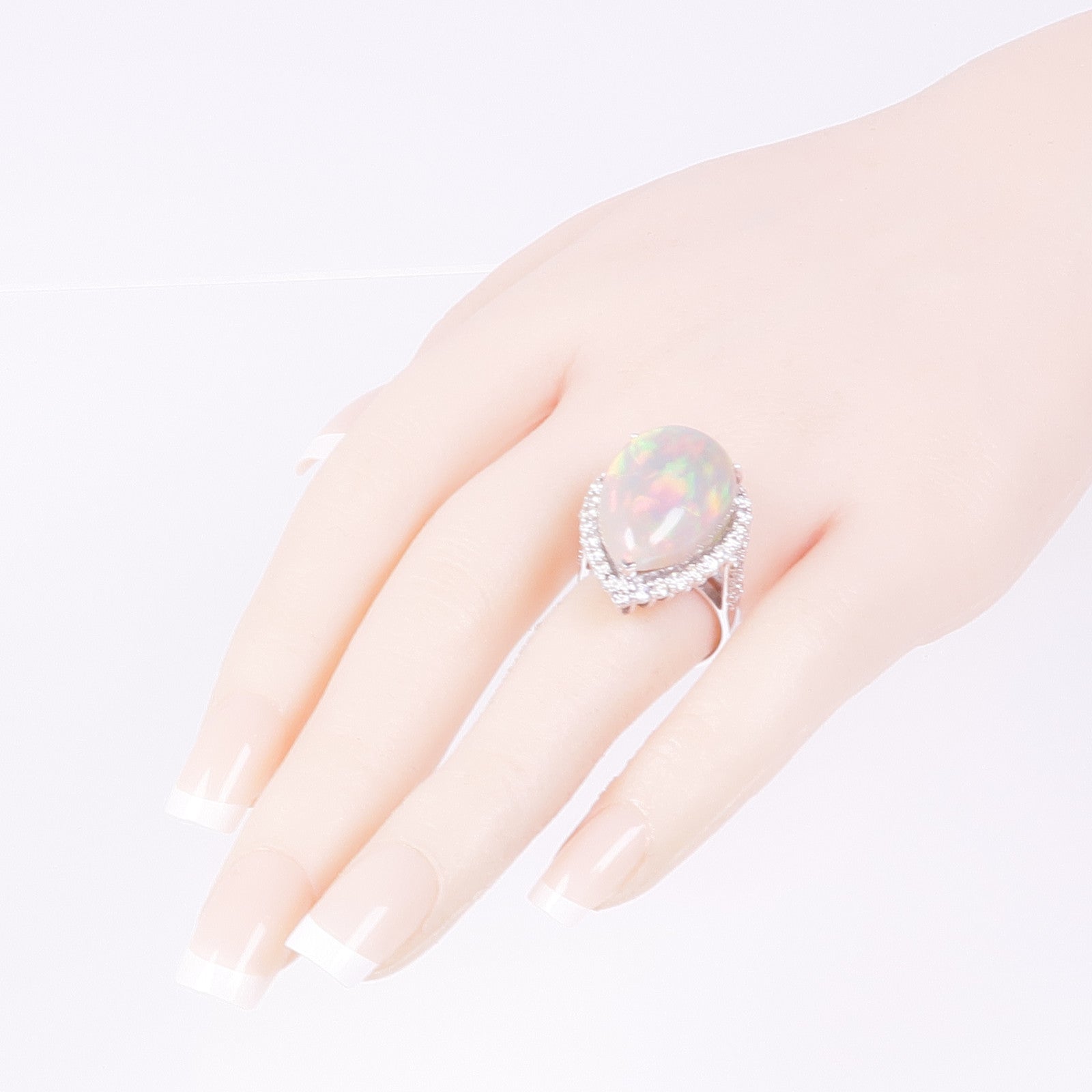JEWELRY 18K白金Opal Diamond Ring蛋白石/鑽石戒指US#7