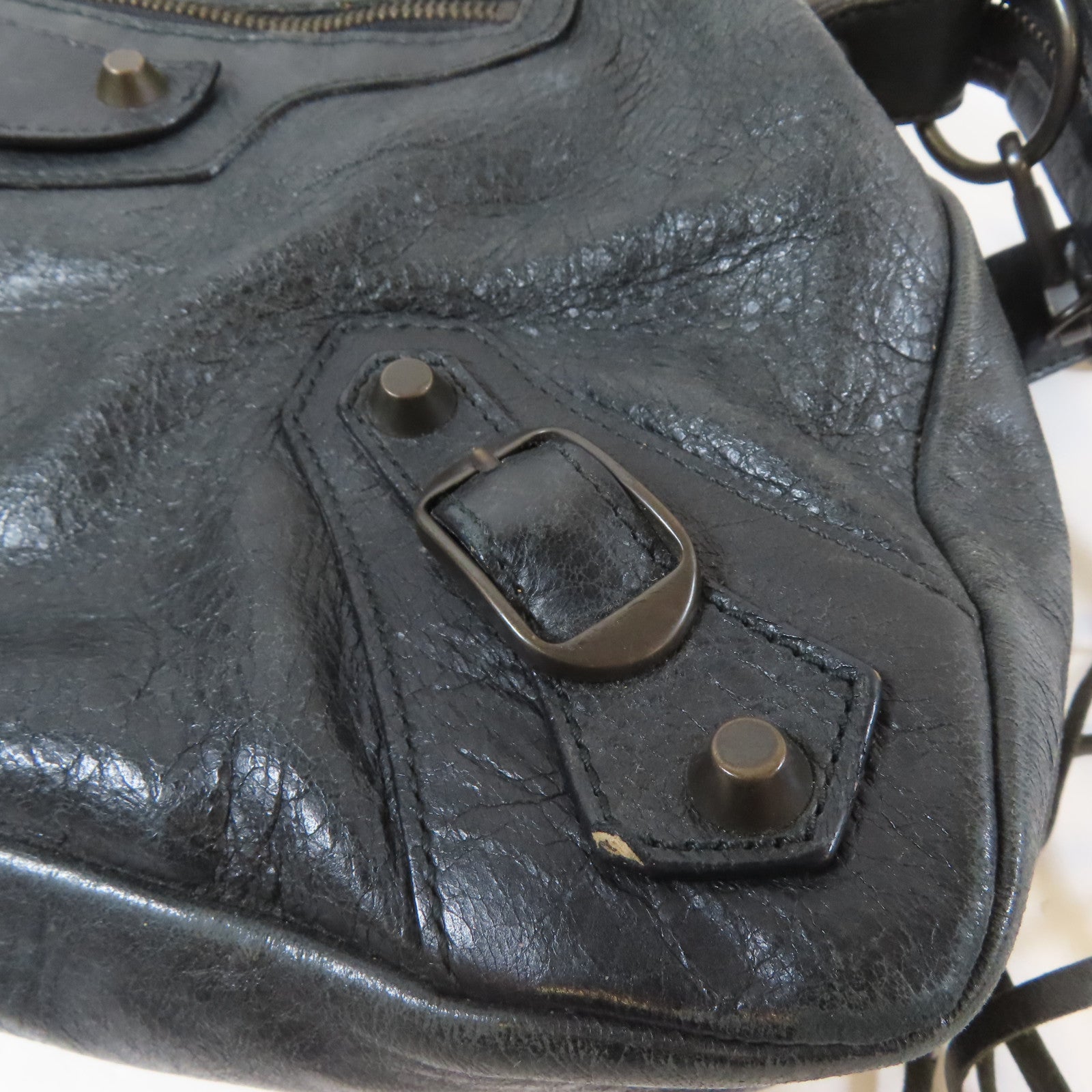 BALENCIAGA 牛皮皮革2 Way Shoulder Bag金扣手挽肩背兩用袋黑色