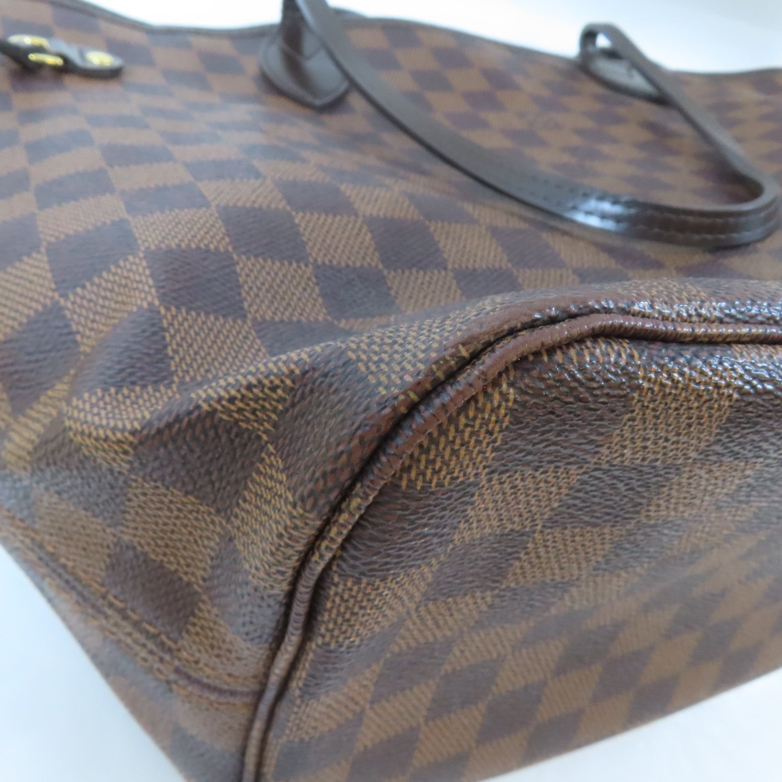 LOUIS VUITTON Damier Neverfull MM金扣肩背袋/手挽袋啡色
