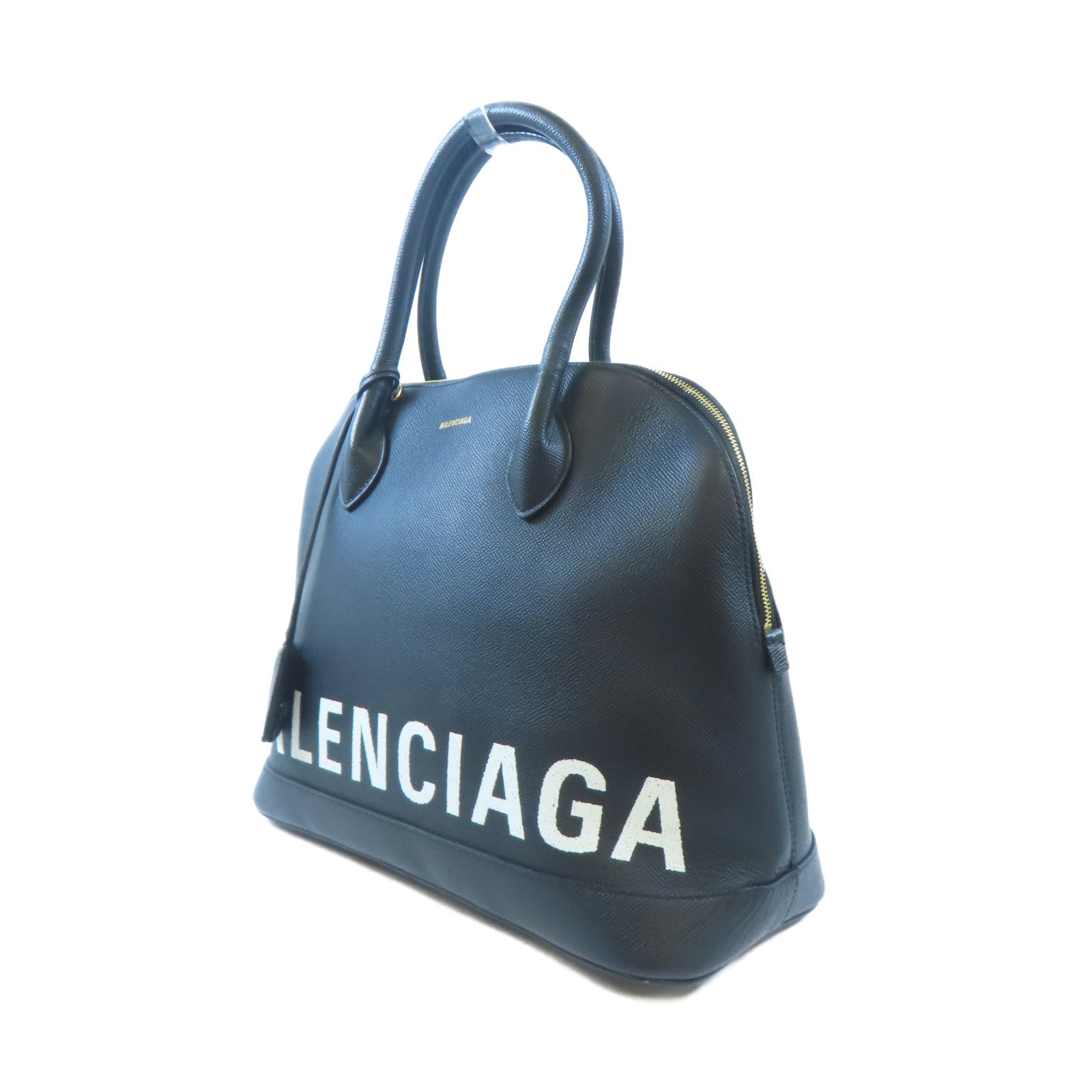 BALENCIAGA 牛皮皮革Ville Top Handle Bag金扣手挽肩背兩用袋黑色