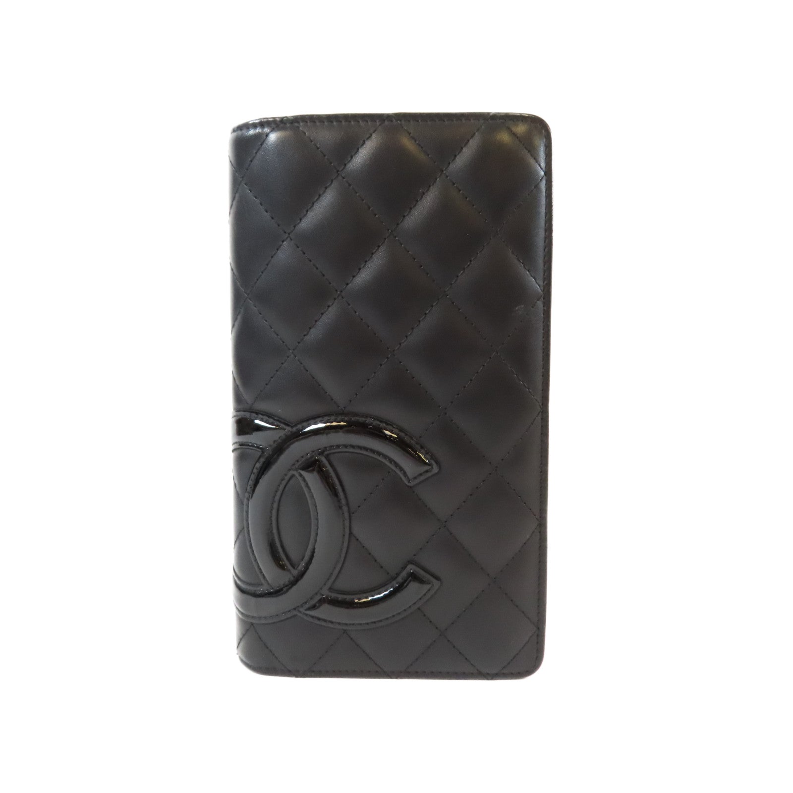 CHANEL 【激減優惠】菱格羊皮皮革Cambon Line Long Wallet銀扣長錢包黑色