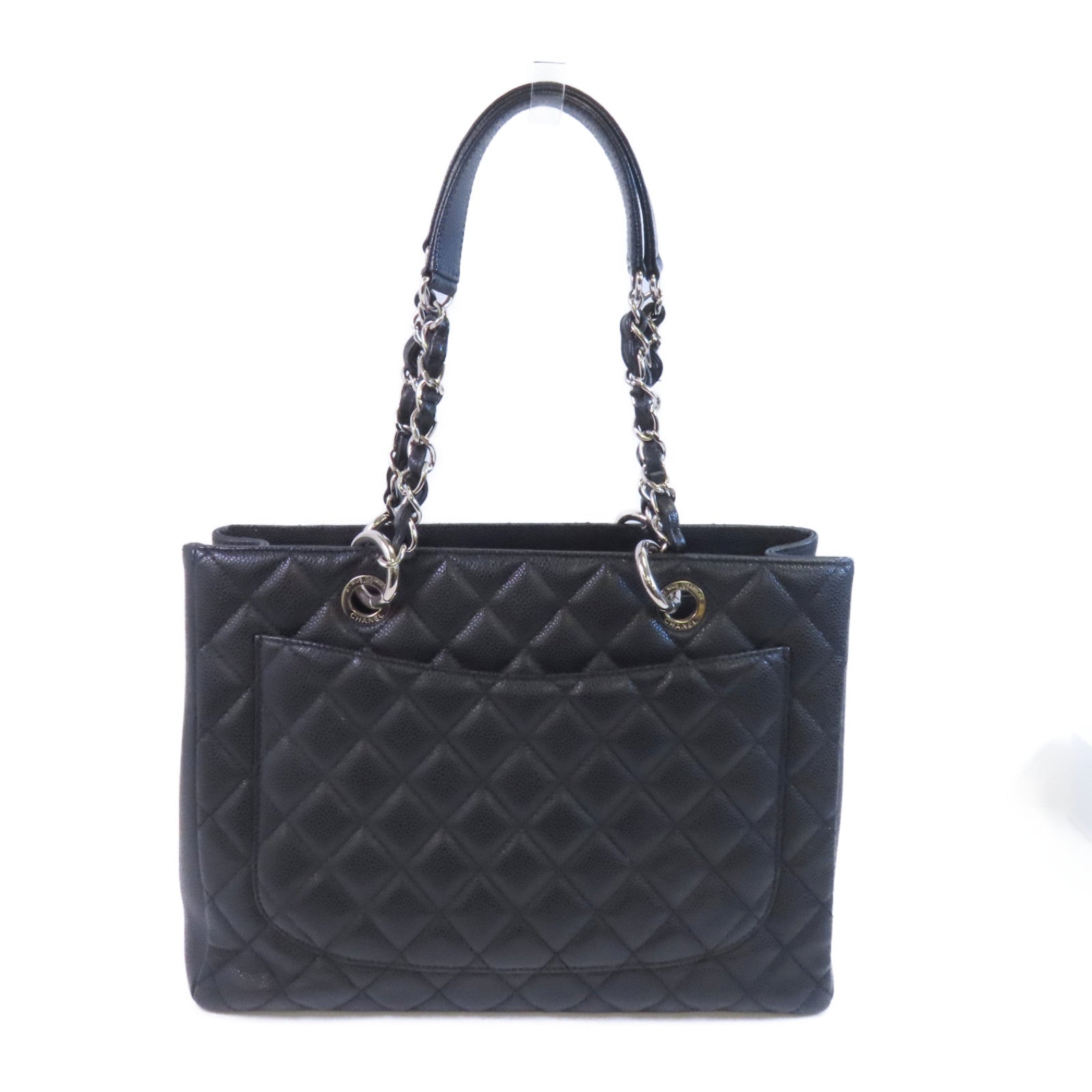 CHANEL 牛皮皮革GST銀扣鏈帶肩背袋