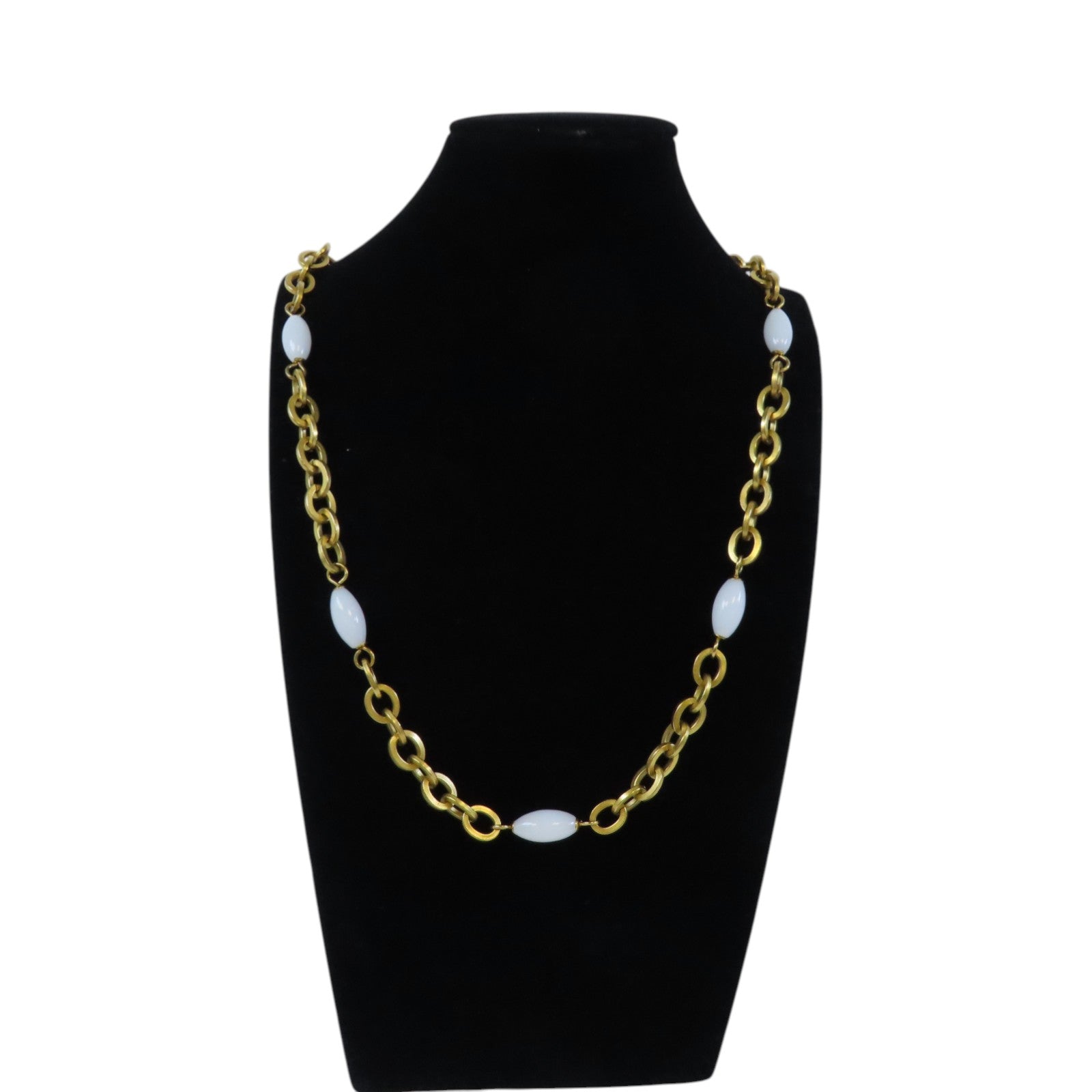 CHANEL CC GHW Necklace 95P Metal PVC White