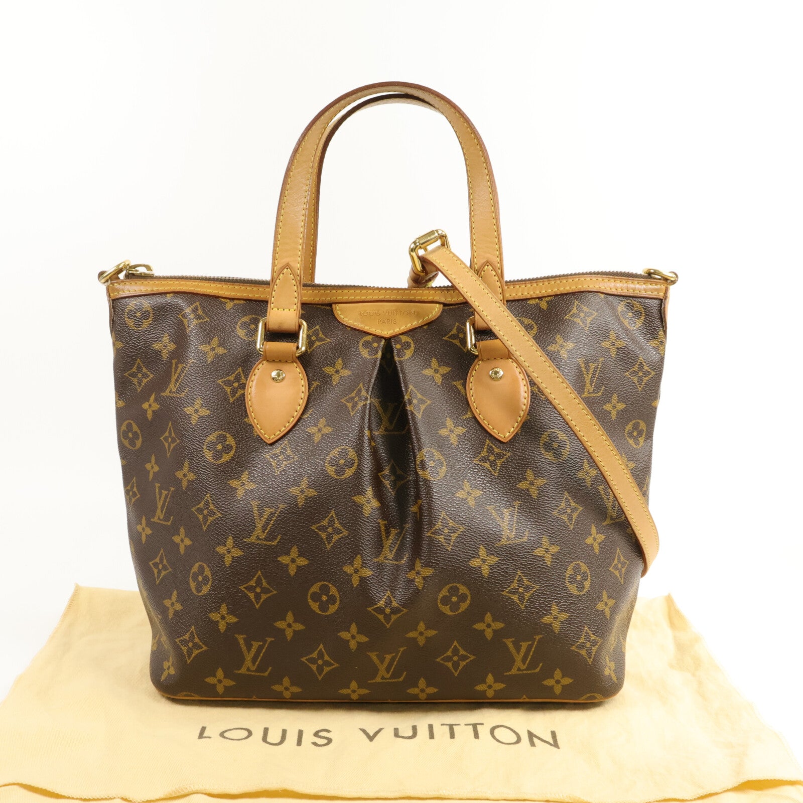 LOUIS VUITTON Monogram Palermo PM金扣手挽肩背兩用袋棕色