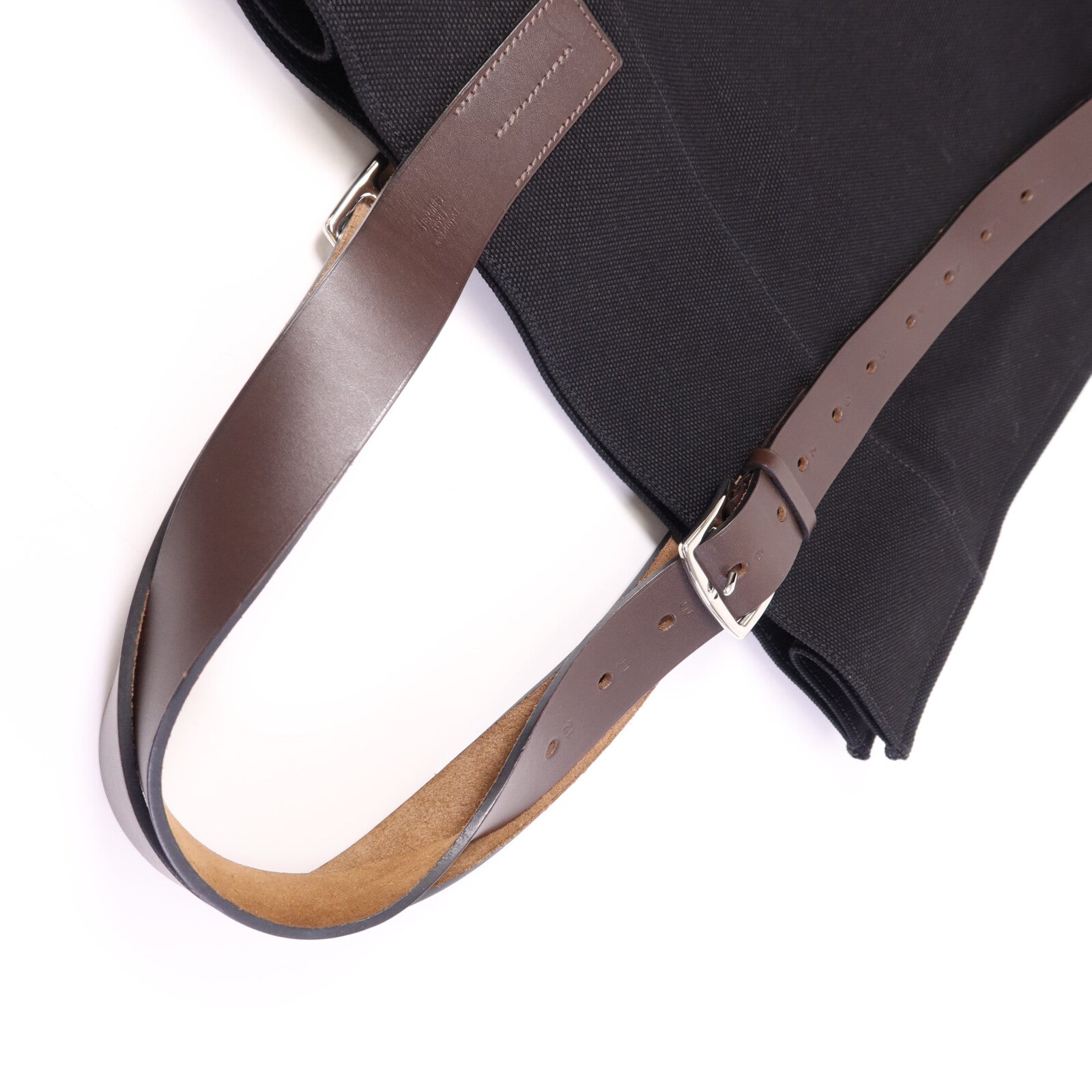 HERMES 帆布Etriviere Shopping Bag銀扣手挽袋Black