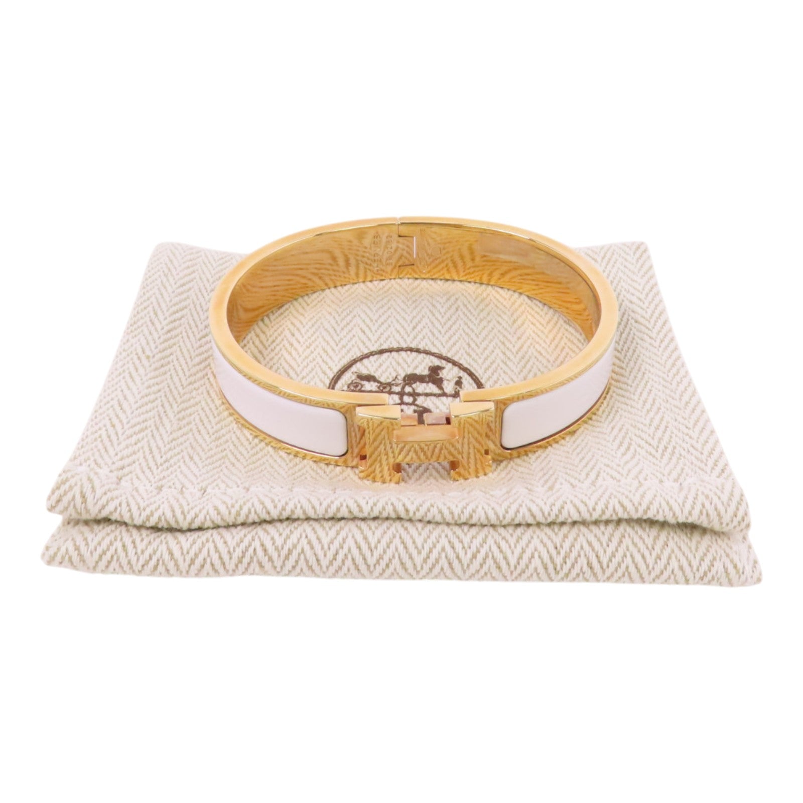 HERMES 金屬/琺瑯Clic-H Bracelet金扣手鐲