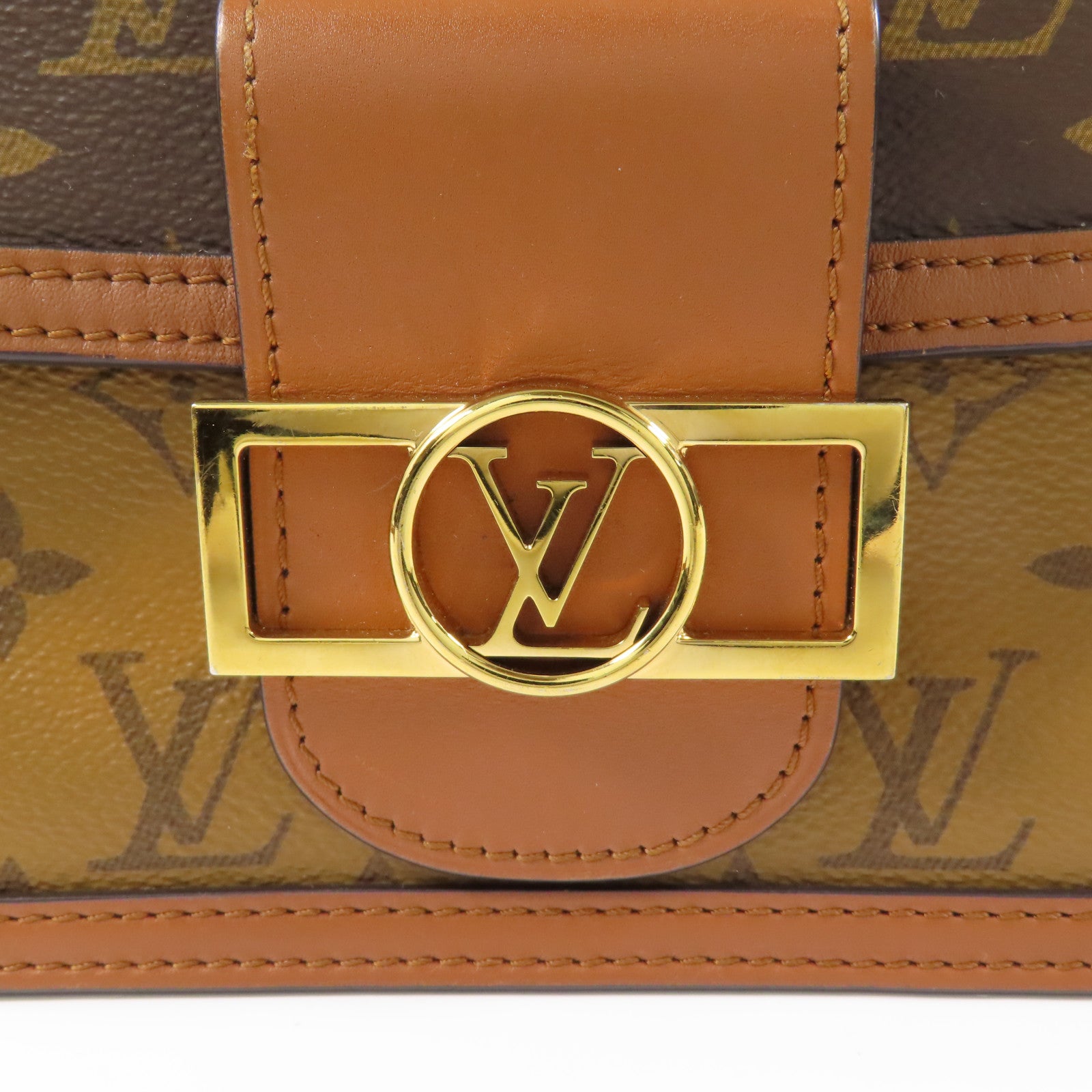 LOUIS VUITTON LV GHW Mini Dauphine Shoulder Bag M44580 Monogram Reverse Brown