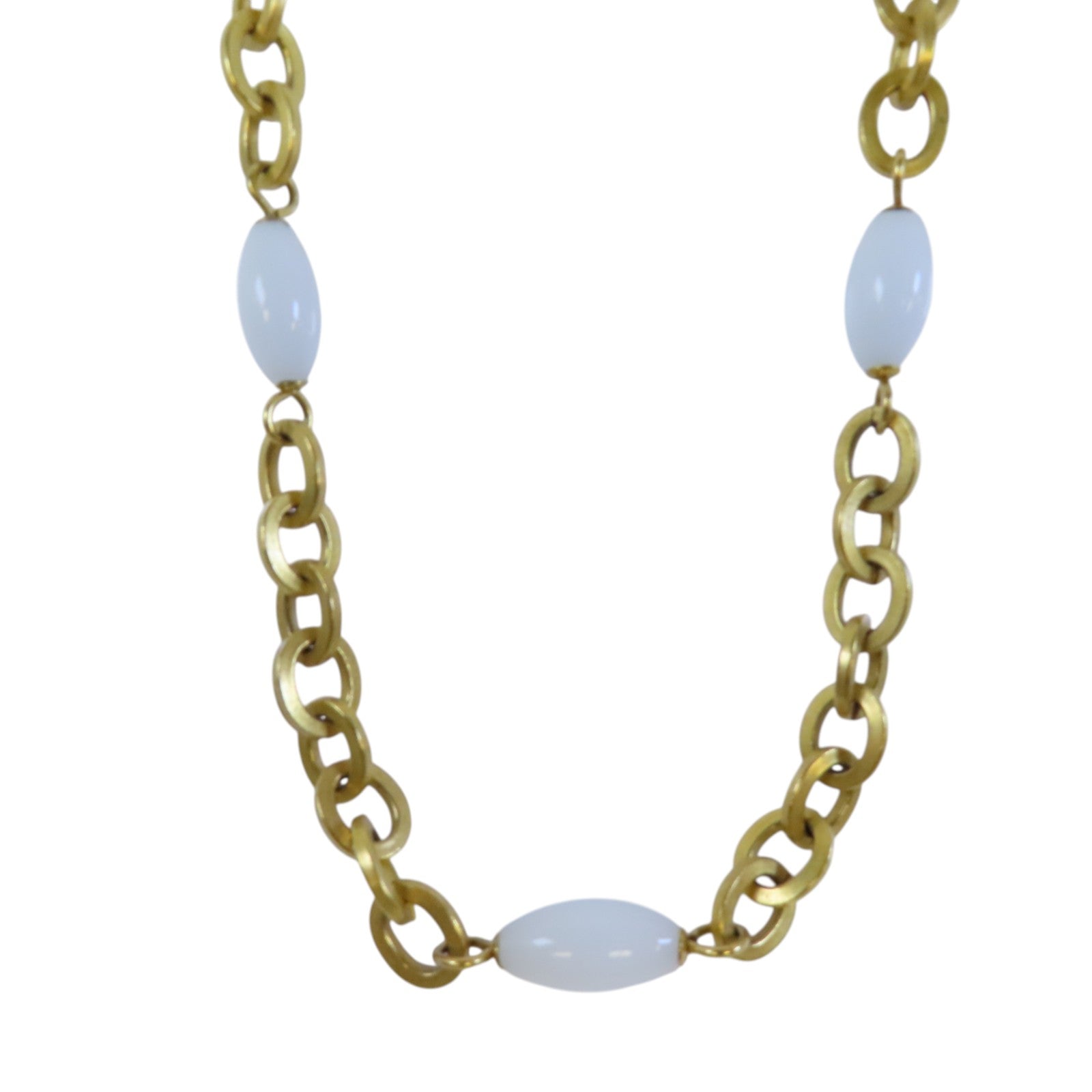 CHANEL CC GHW Necklace 95P Metal PVC White