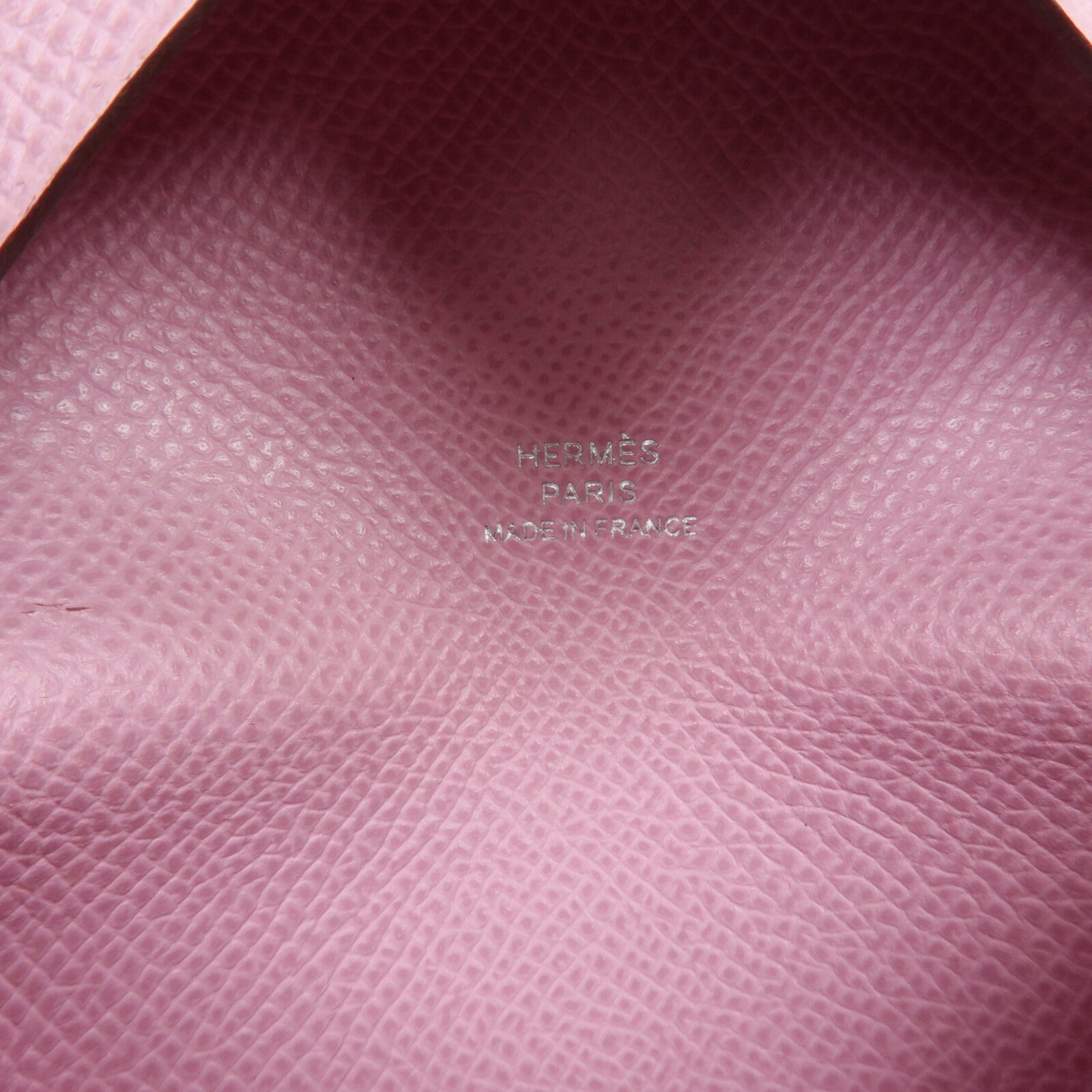 HERMES 【激減優惠】Epsom皮革Calvi Duo銀扣卡片套/零錢包Rose Azalee