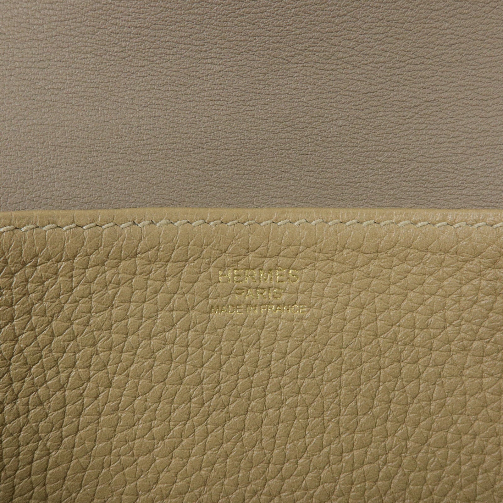 HERMES Clemence皮革/Swift皮革Halzan 25手挽肩背兩用袋Trench/Etoupe