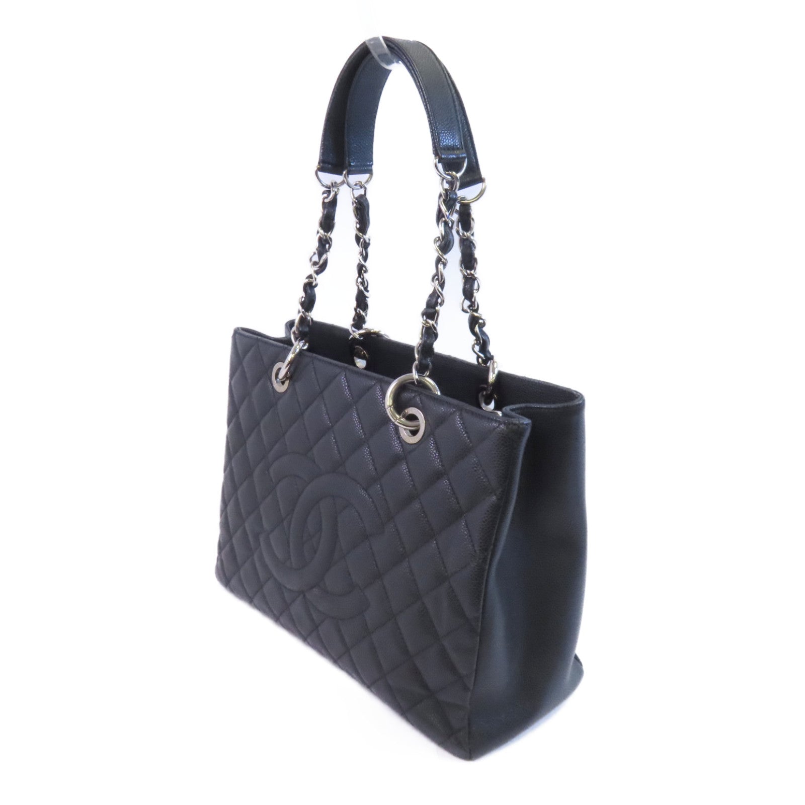 CHANEL 牛皮皮革GST銀扣鏈帶肩背袋