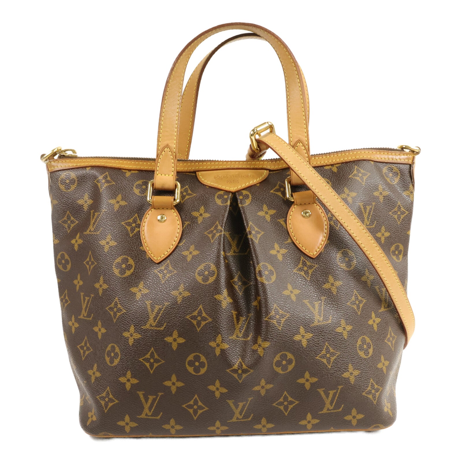 LOUIS VUITTON Monogram Palermo PM金扣手挽肩背兩用袋棕色