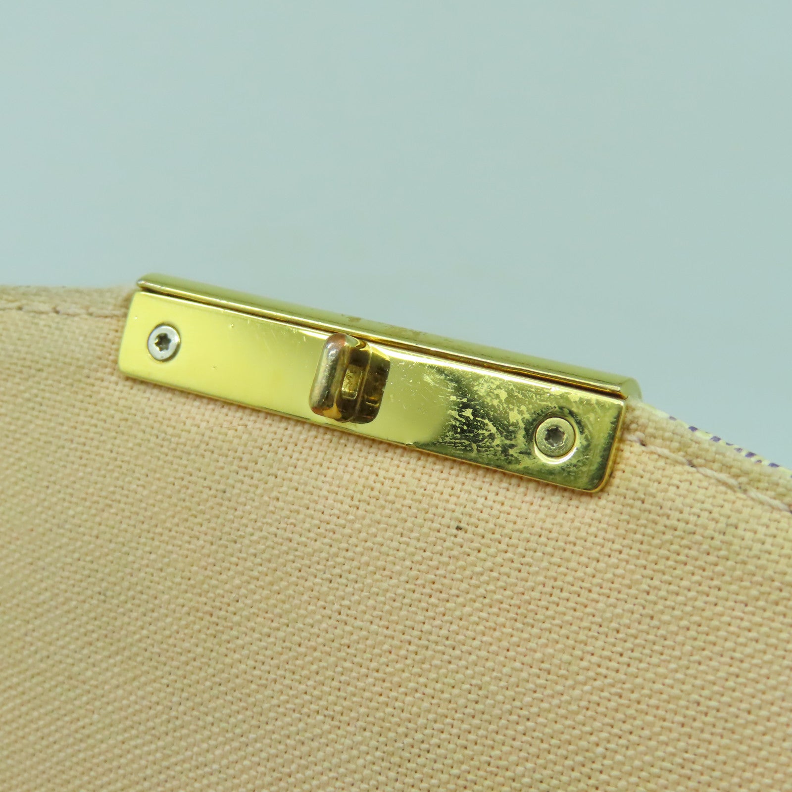 LOUIS VUITTON Damier Azur Croisette金扣手挽肩背兩用袋啡色/白色