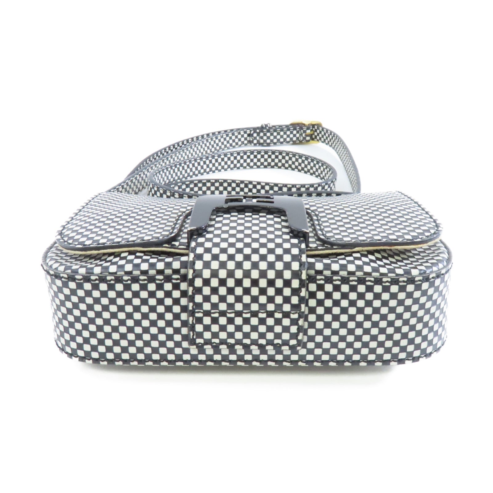 FENDI 皮革Shoulder Bag金扣肩背袋黑色/白色