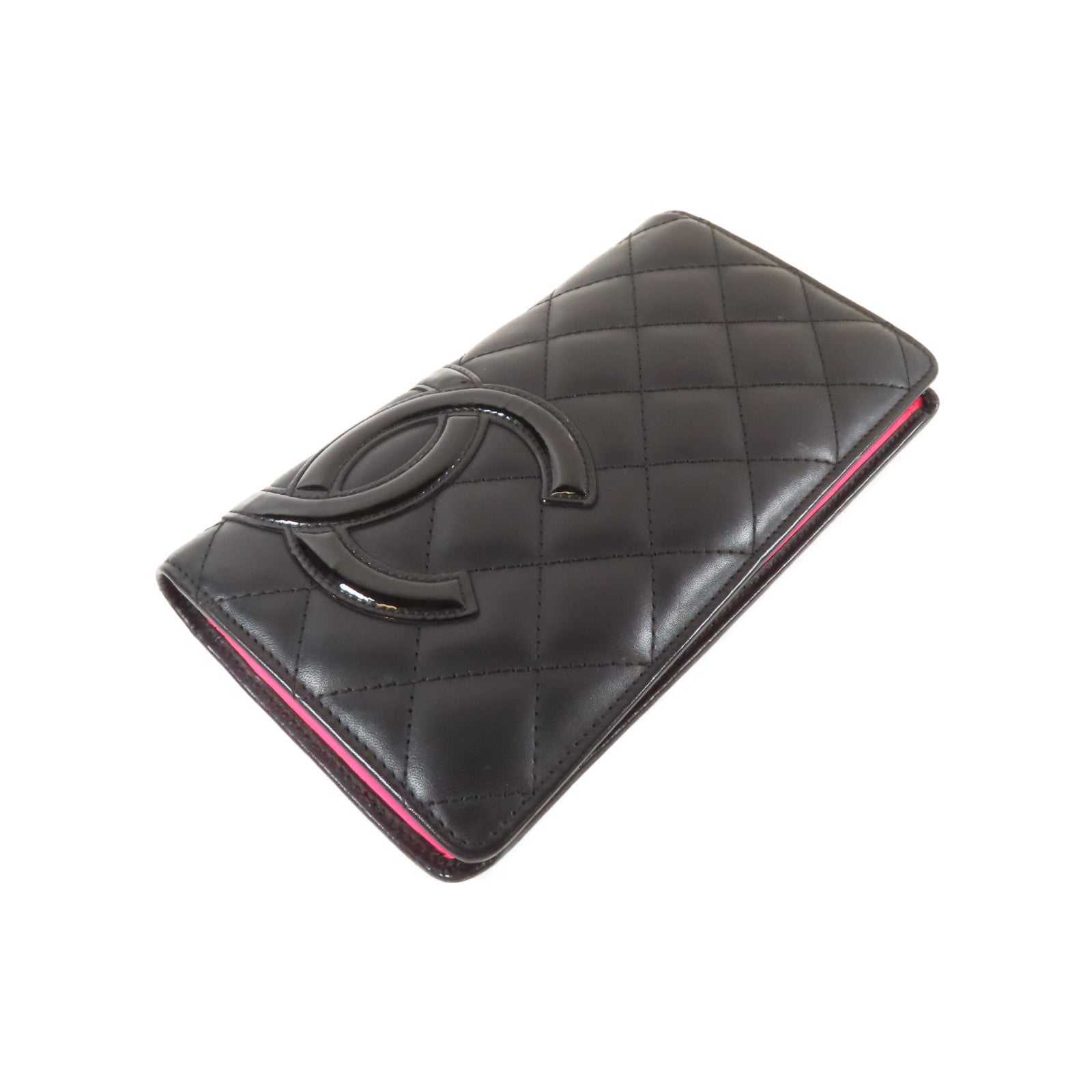 CHANEL 【激減優惠】菱格羊皮皮革Cambon Line Long Wallet銀扣長錢包黑色