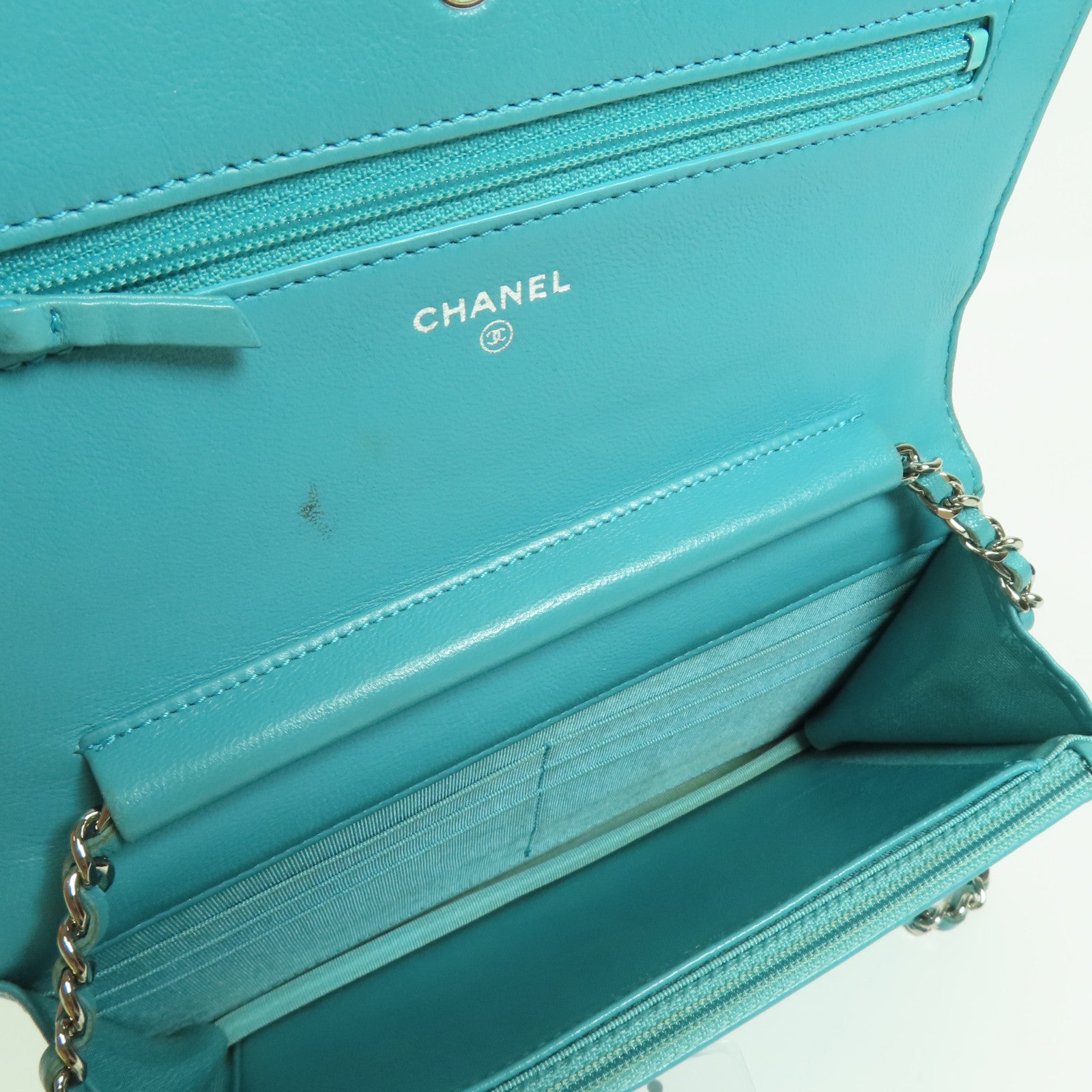 CHANEL 羊皮皮革WOC Wallet On Chain銀扣鏈帶肩背袋