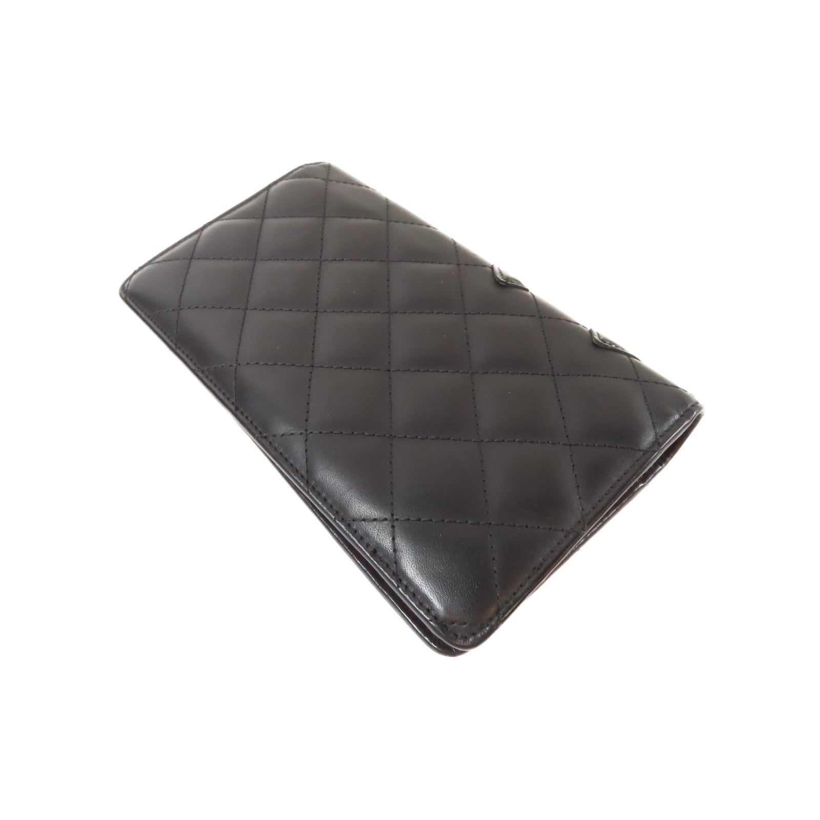CHANEL 【激減優惠】菱格羊皮皮革Cambon Line Long Wallet銀扣長錢包黑色