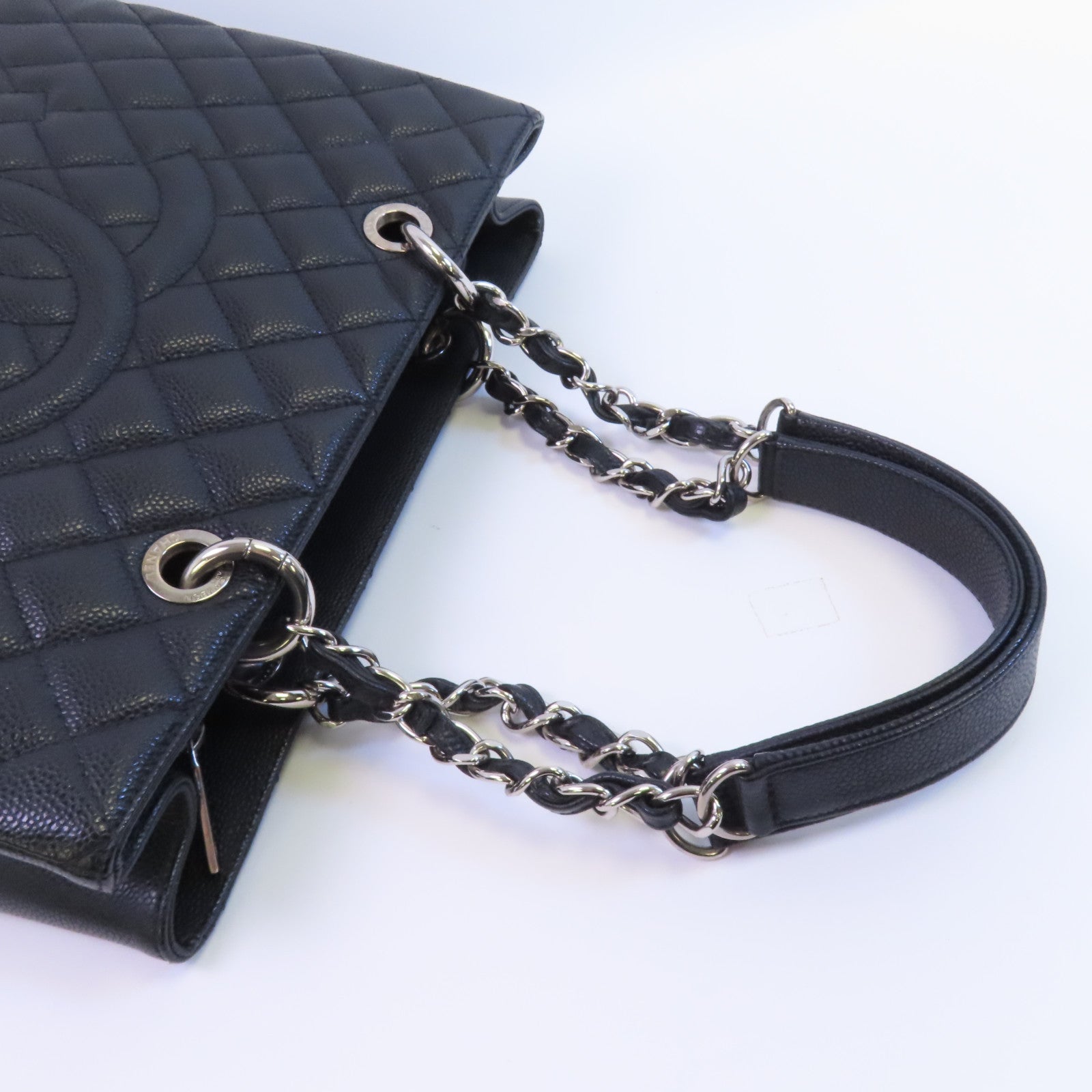 CHANEL 牛皮皮革GST銀扣鏈帶肩背袋