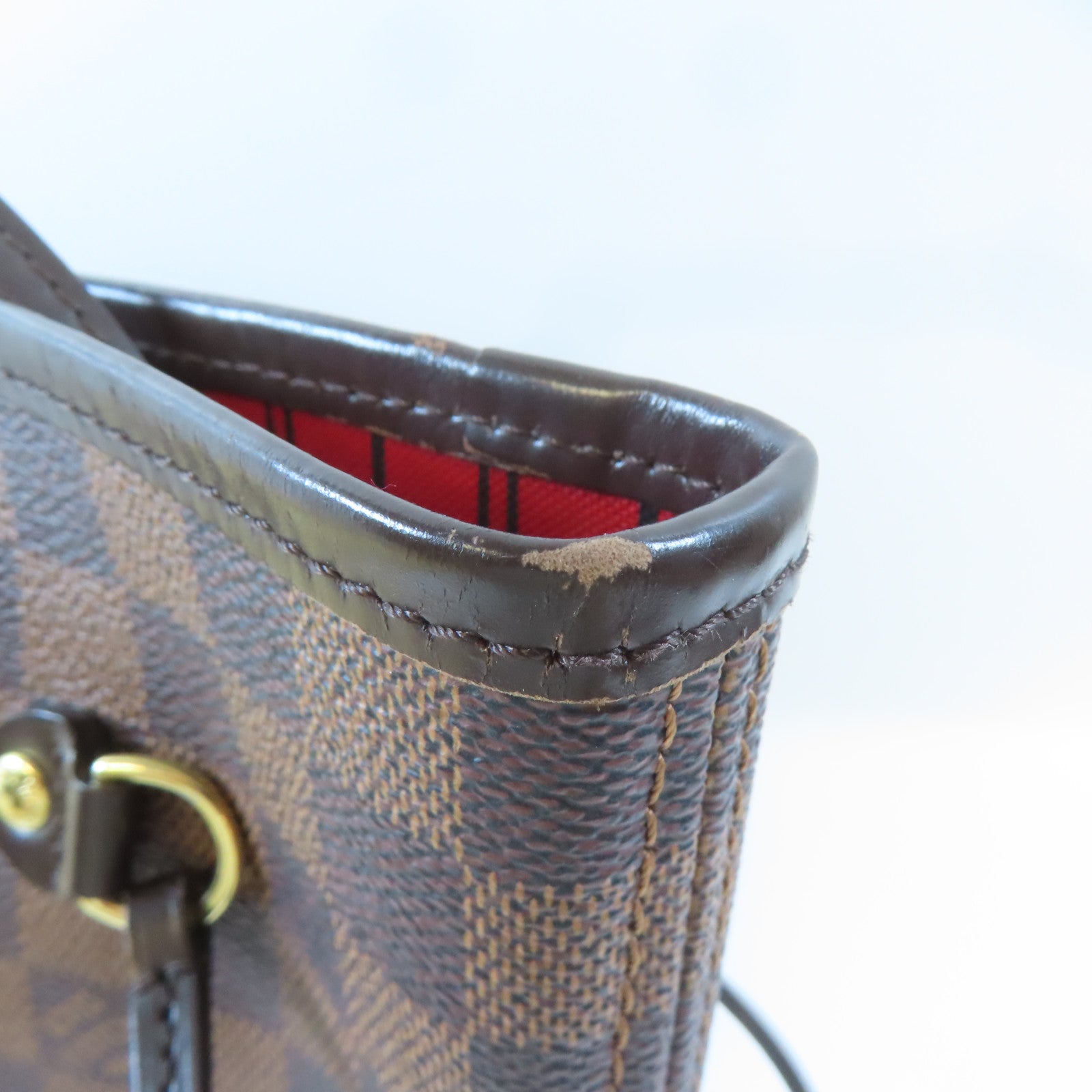 LOUIS VUITTON Damier Neverfull MM金扣肩背袋/手挽袋啡色