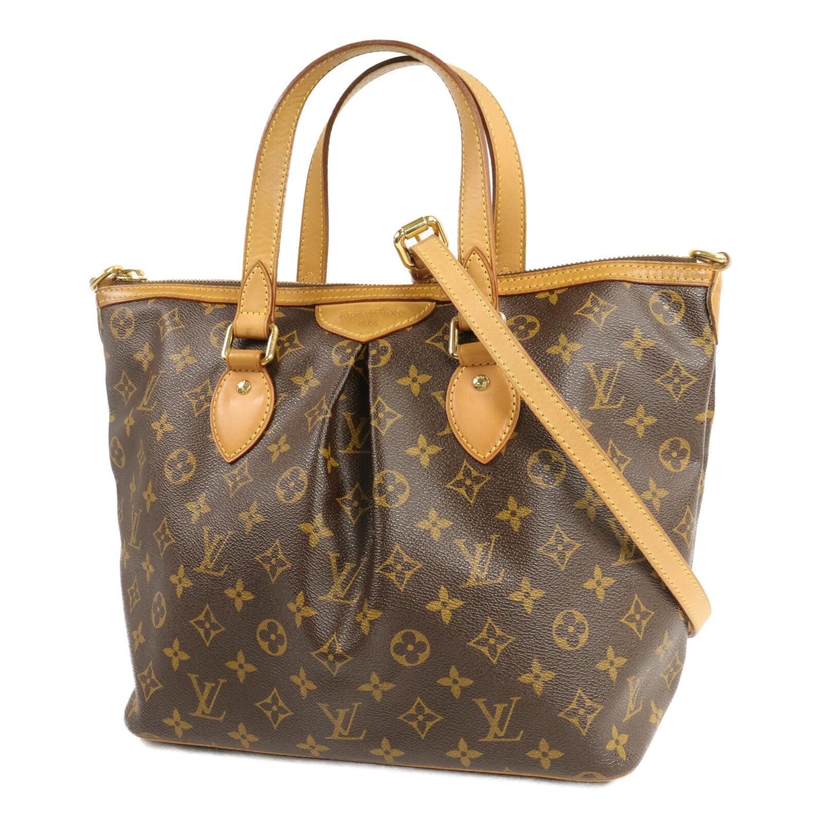 LOUIS VUITTON Monogram Palermo PM金扣手挽肩背兩用袋棕色