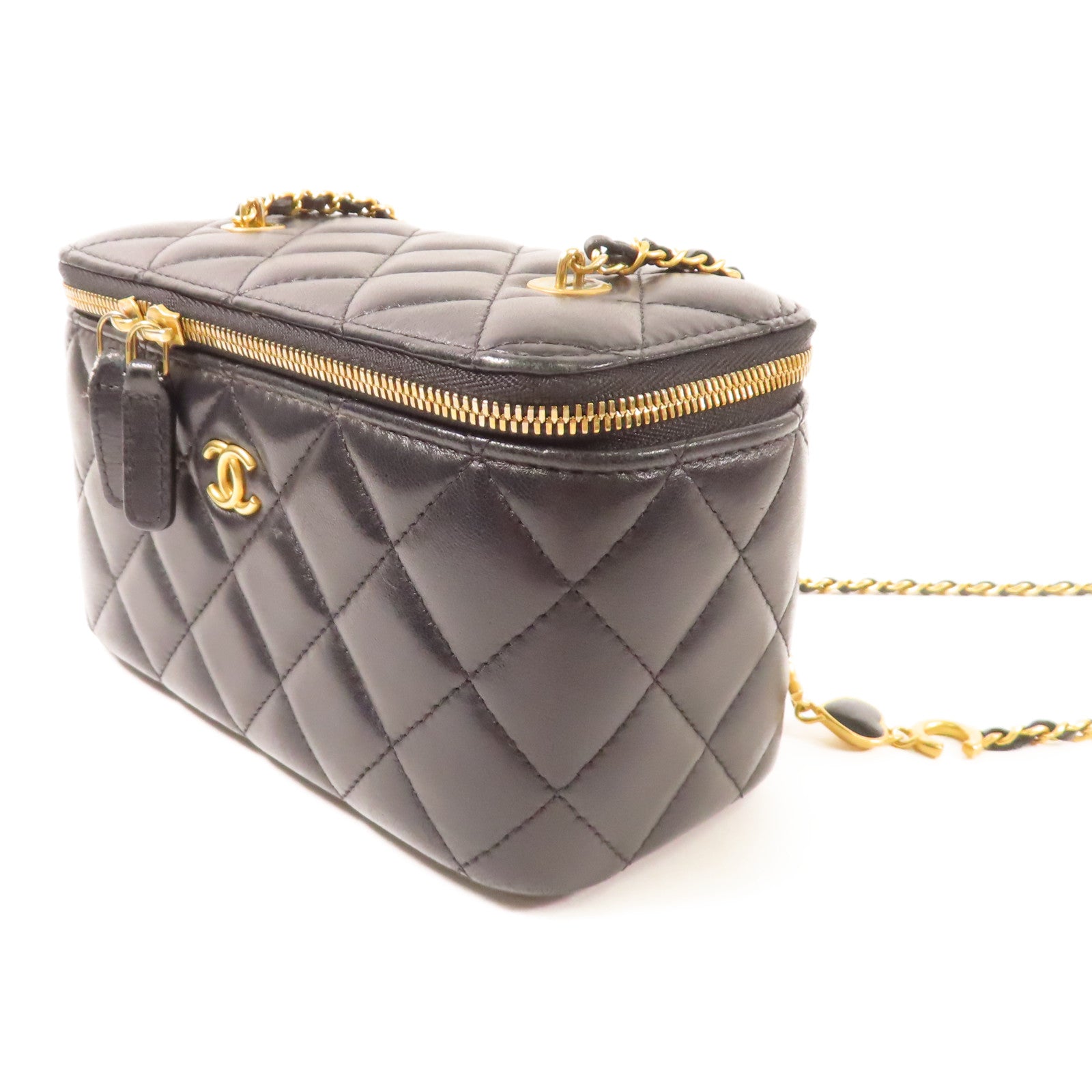 CHANEL 羊皮皮革Vanity Case金扣鏈帶肩背袋