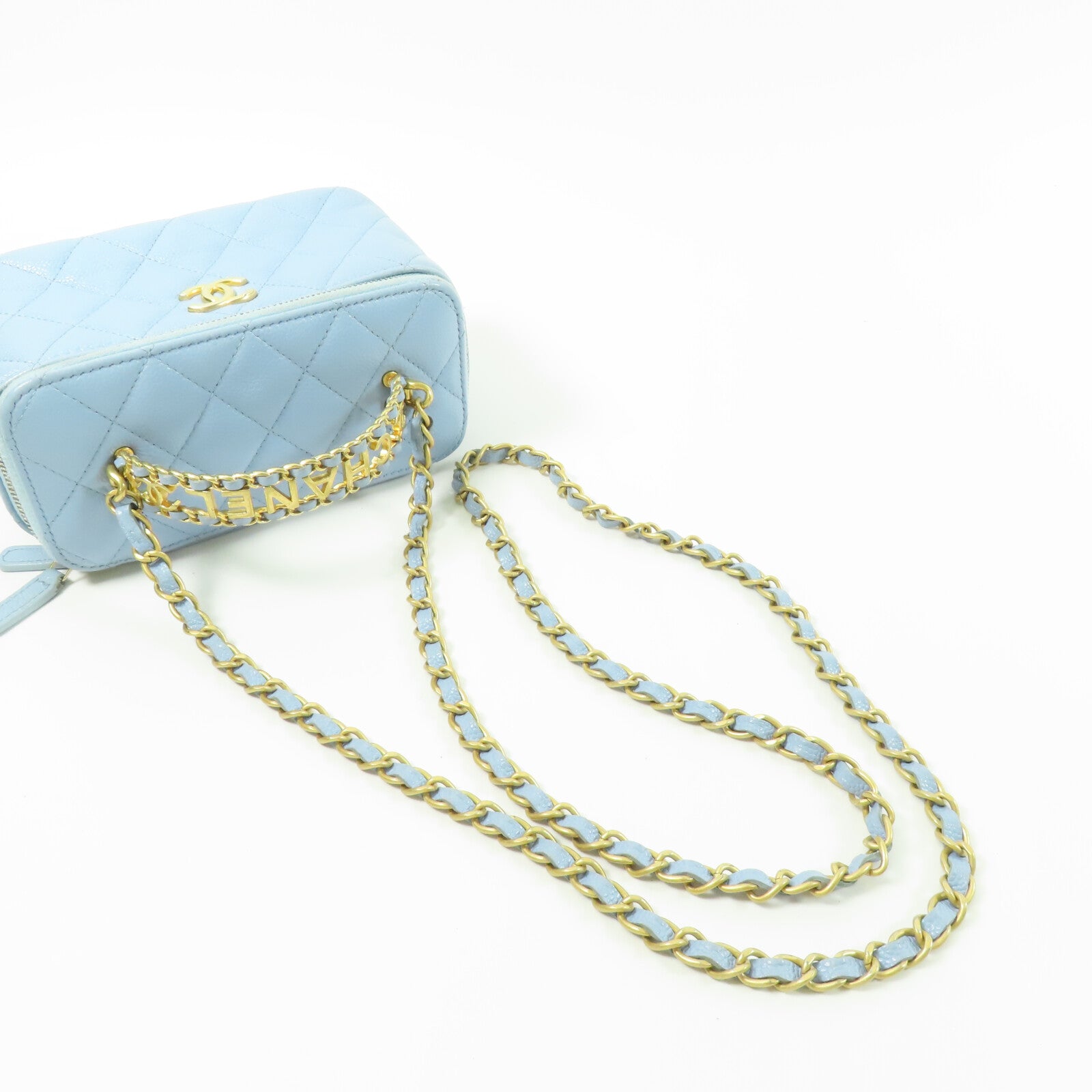 CHANEL 牛皮皮革Vanity Case With Handle鏈帶手挽肩背兩用袋