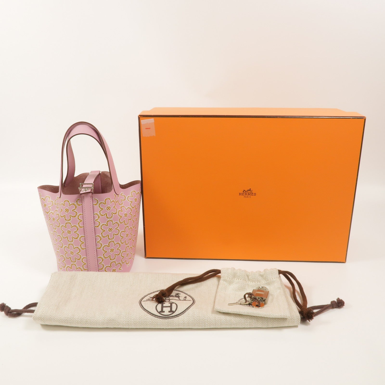 HERMES Swift皮革Picotin Micro Daisy 14手挽袋Mauve Sylvestre