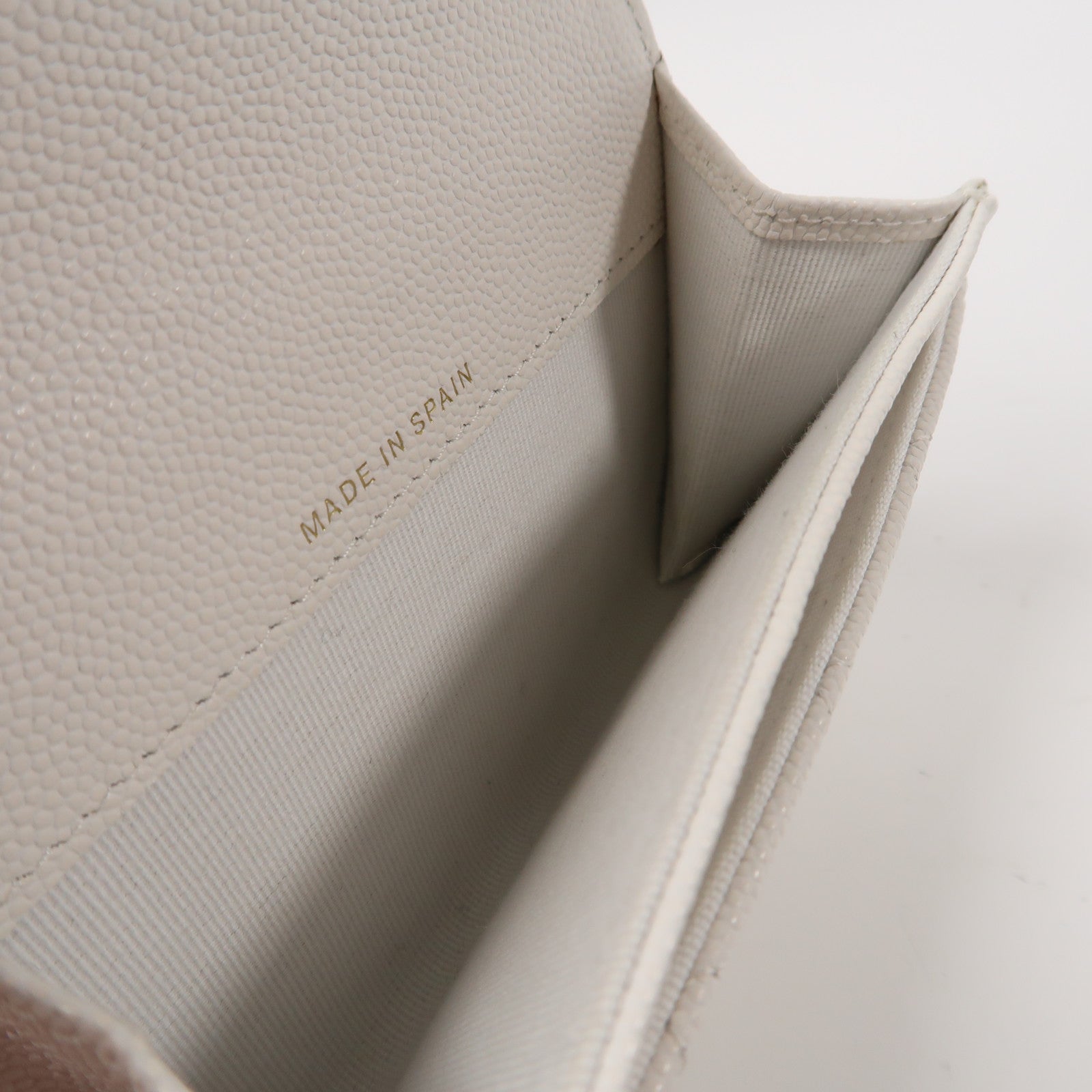 CHANEL 菱格牛皮皮革Card Case金扣卡片套白色