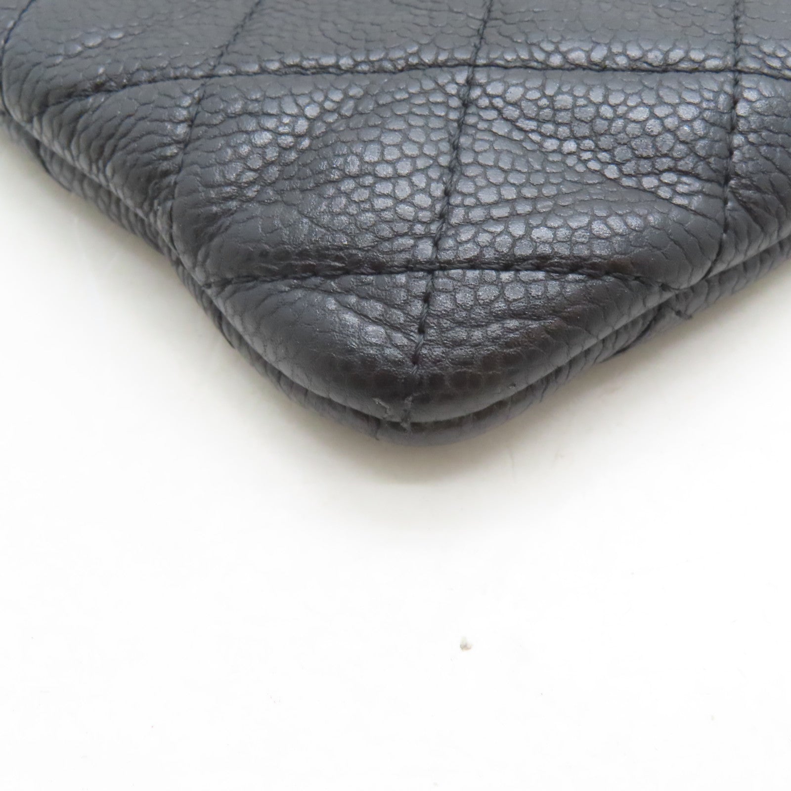 CHANEL 【激減優惠】菱格Caviar皮革Clutch銀扣手拿包黑色