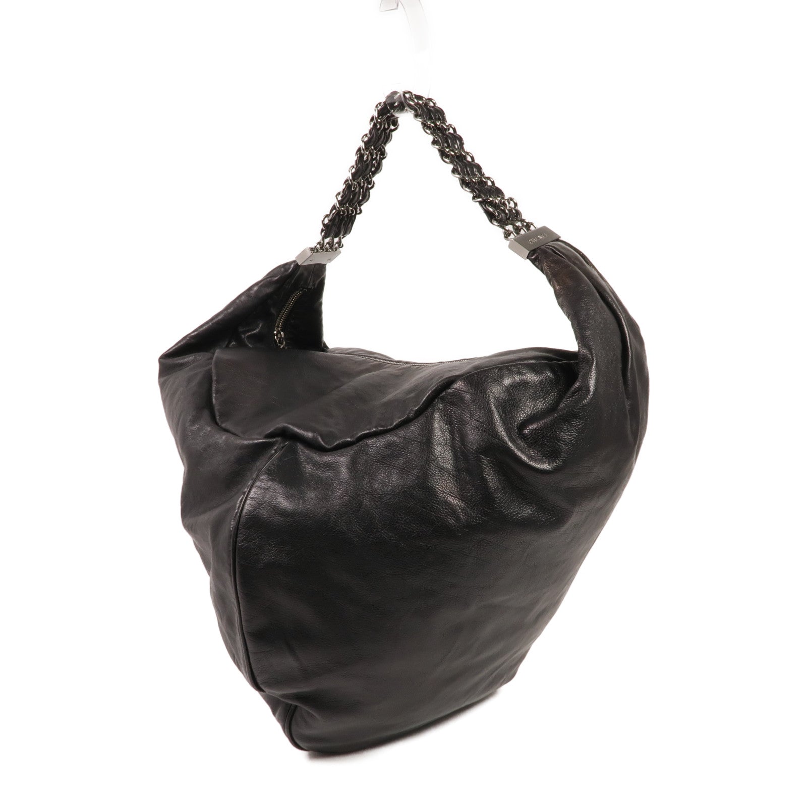 CHANEL 牛皮皮革Shoulder Bag銀扣肩背袋