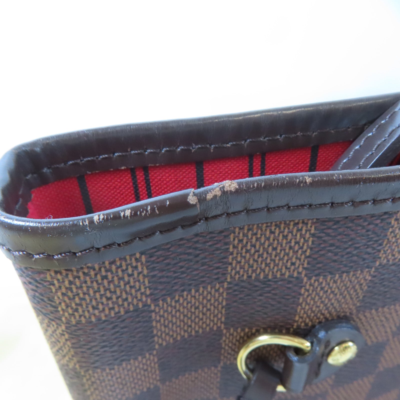 LOUIS VUITTON Damier Neverfull MM金扣肩背袋/手挽袋啡色