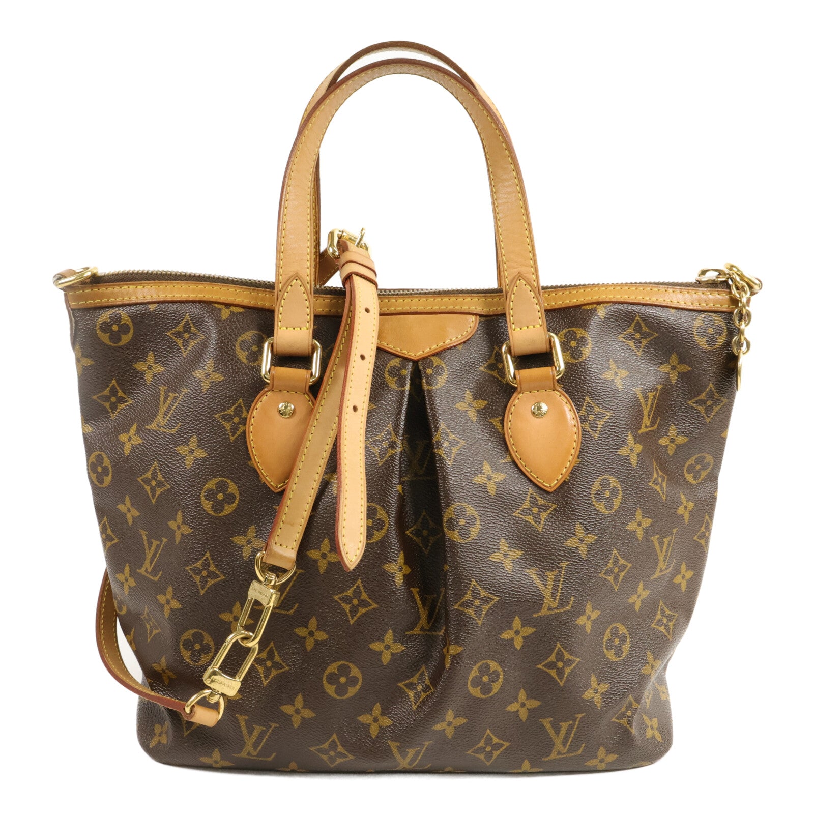 LOUIS VUITTON Monogram Palermo PM金扣手挽肩背兩用袋棕色