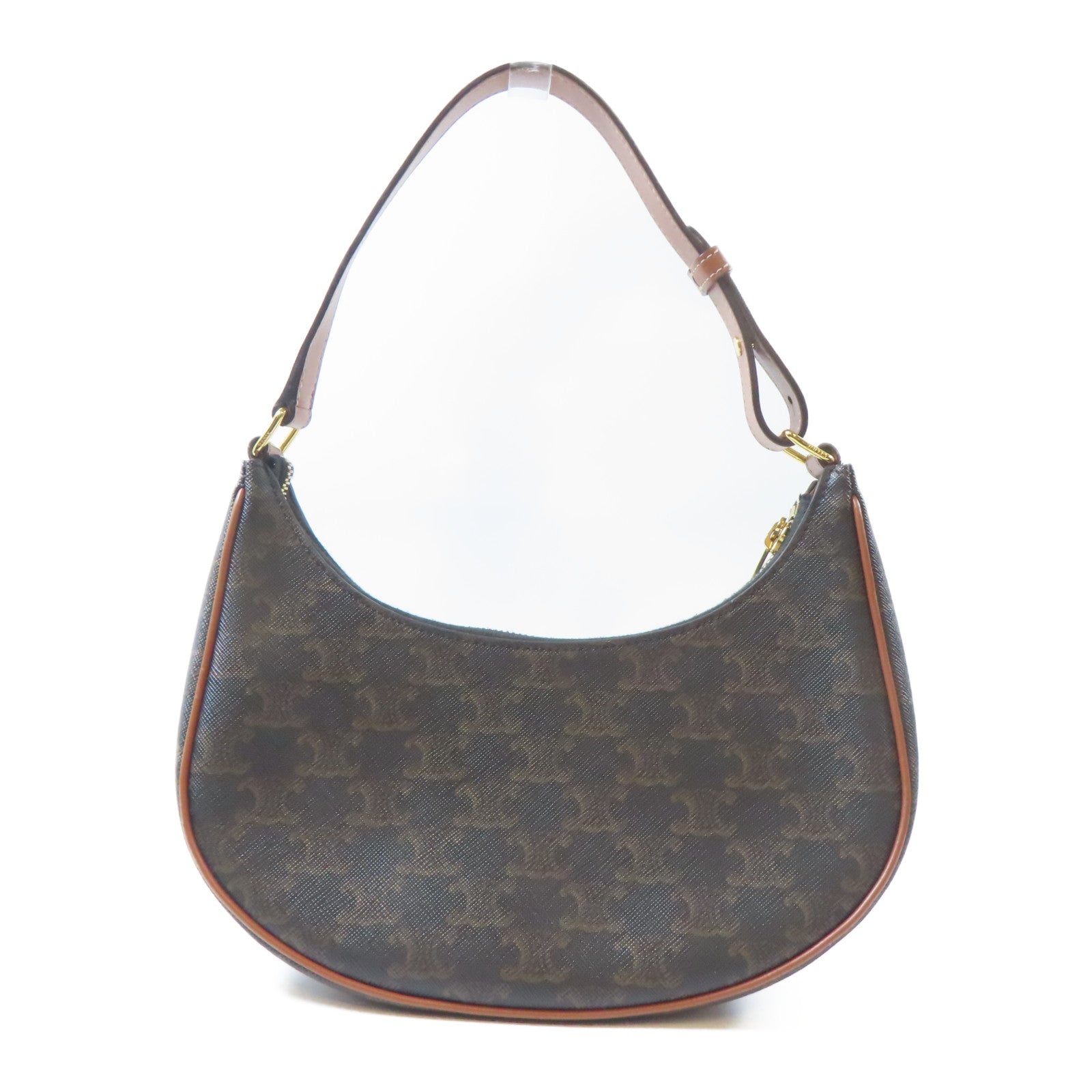 CELINE 塗層帆布Ava金扣肩背袋啡色