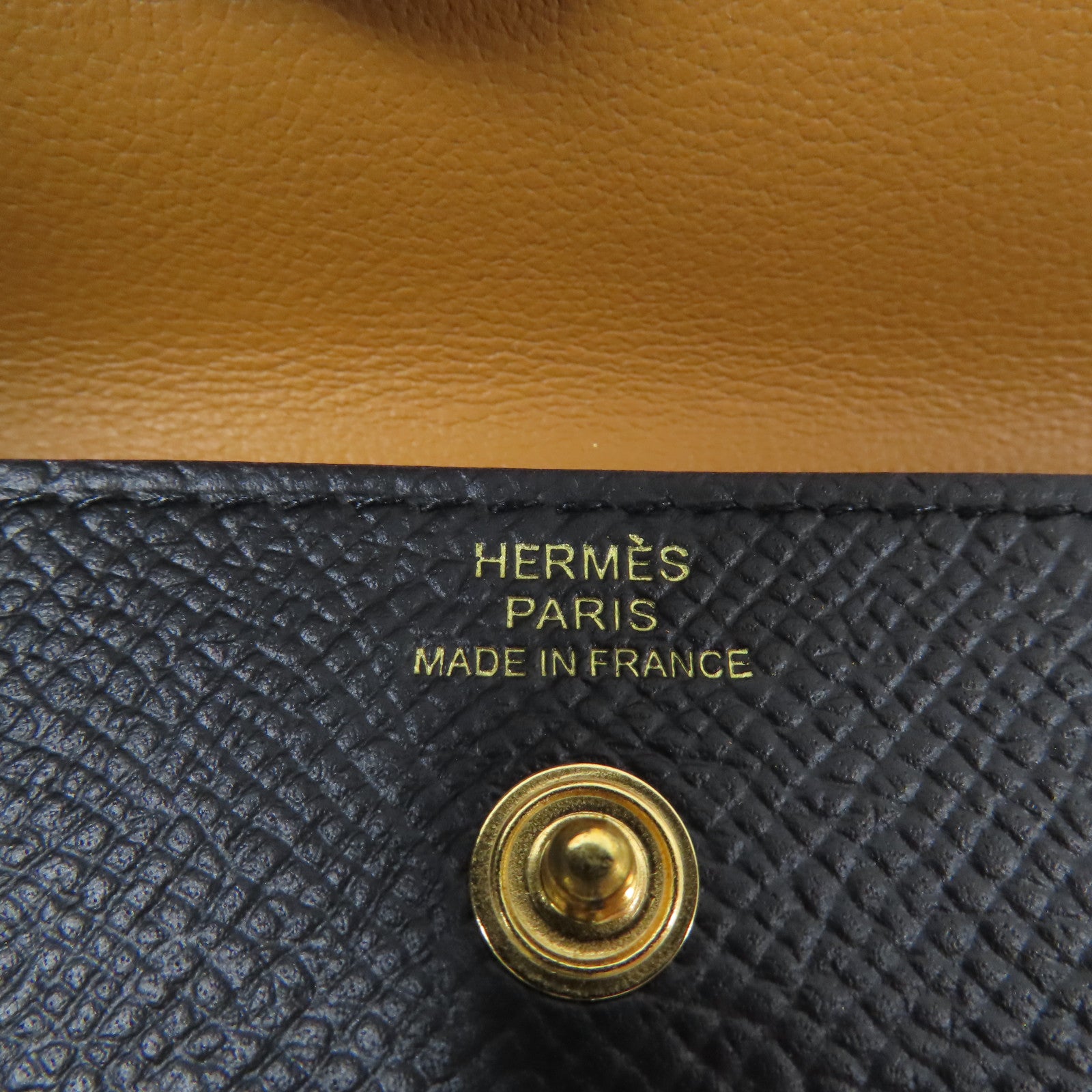HERMES Epsom皮革Kelly Pocket 18 Belt金扣皮帶Black