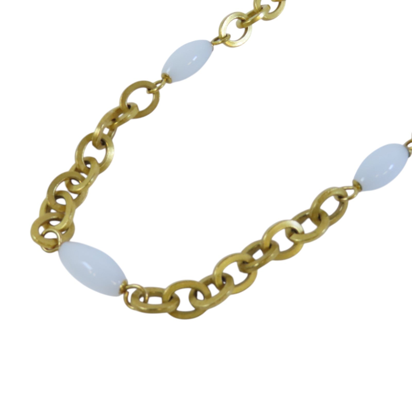 CHANEL CC GHW Necklace 95P Metal PVC White