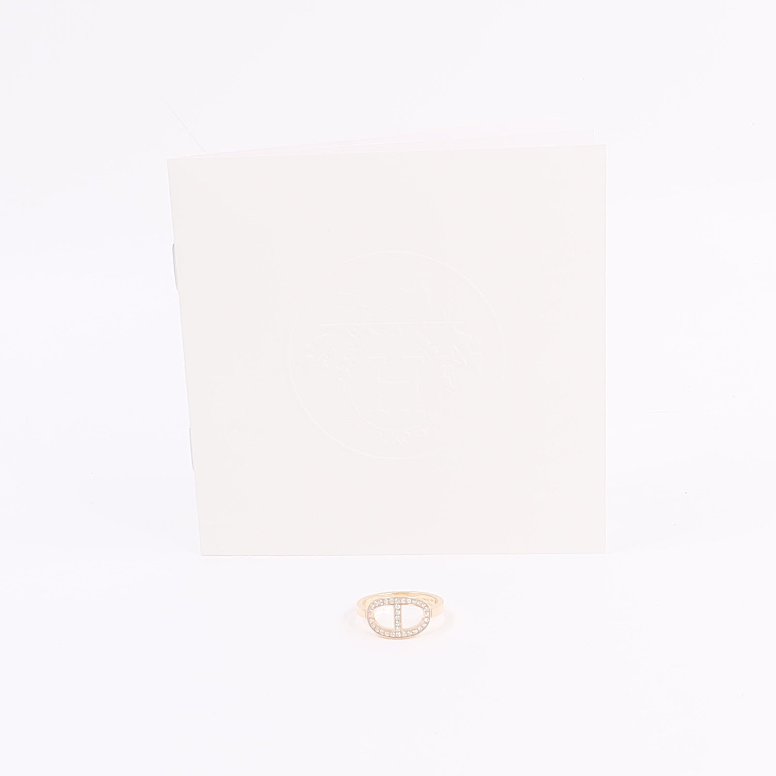 HERMES 18K玫瑰金H Bague Dancre Ring鑽石戒指