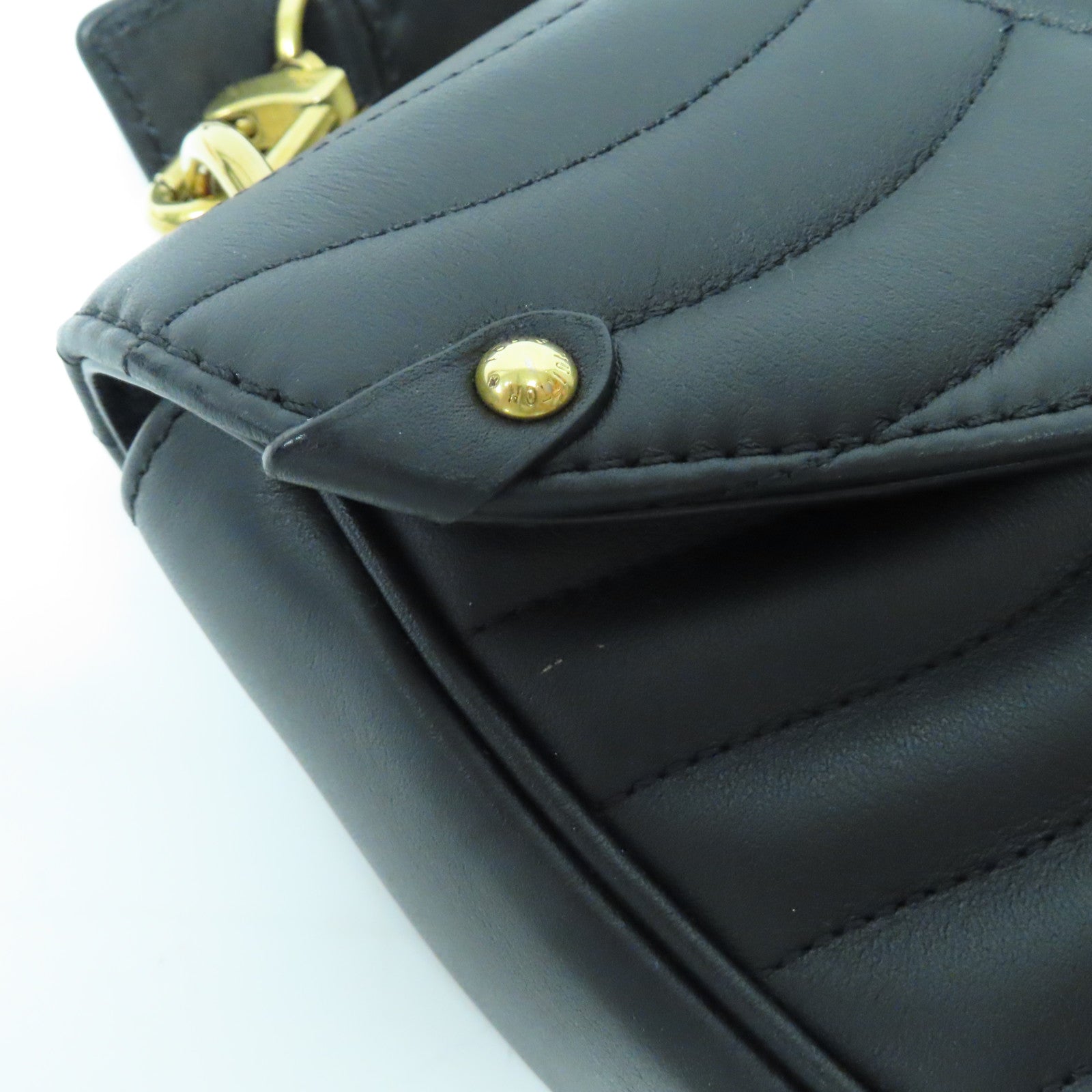 LOUIS VUITTON 牛皮皮革New Wave MM金扣手挽肩背兩用袋黑色