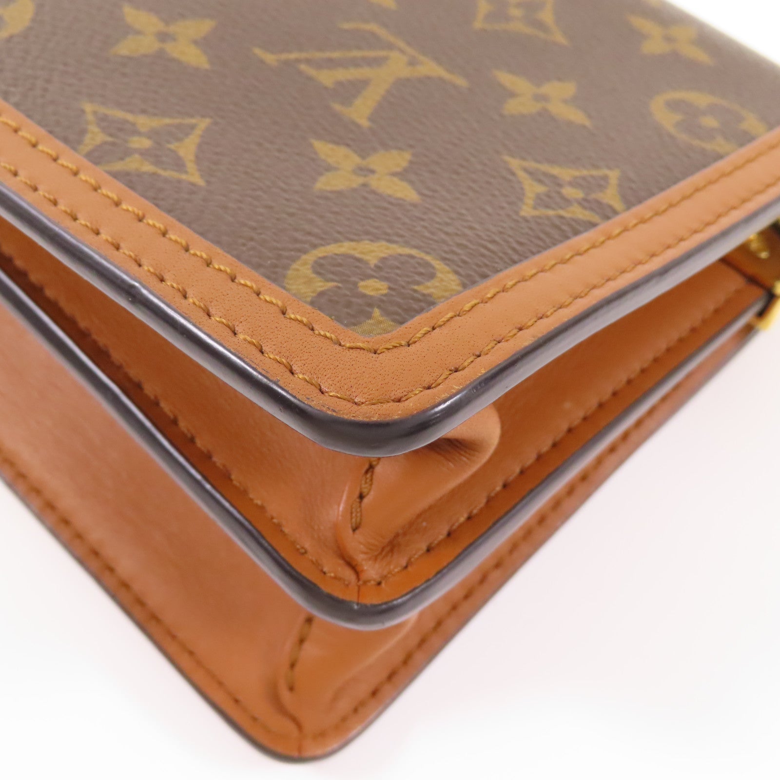 LOUIS VUITTON LV GHW Mini Dauphine Shoulder Bag M44580 Monogram Reverse Brown