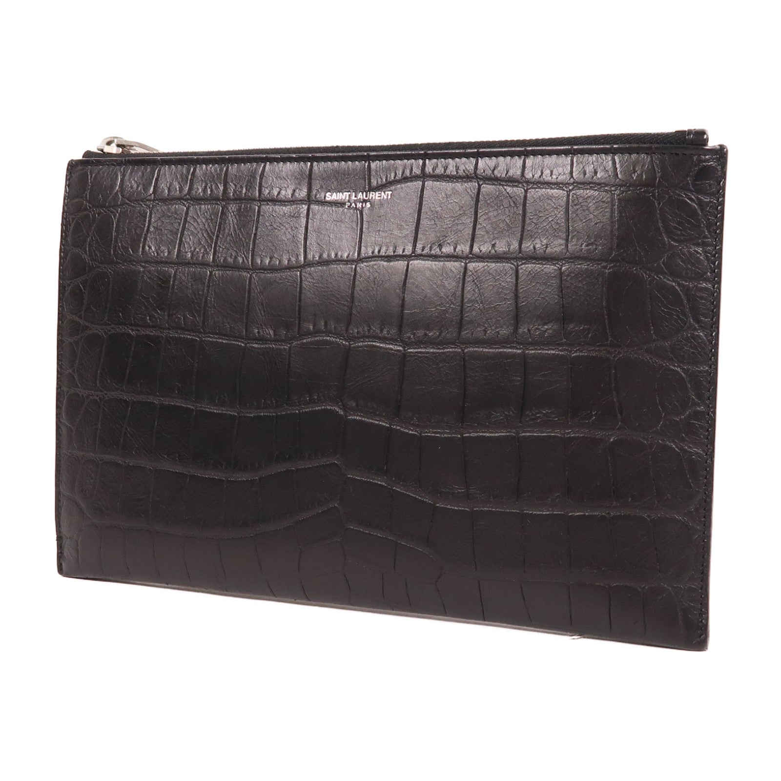 YVES SAINT LAURENT YSL SHW Clutch Bag Pouch Calfskin Leather