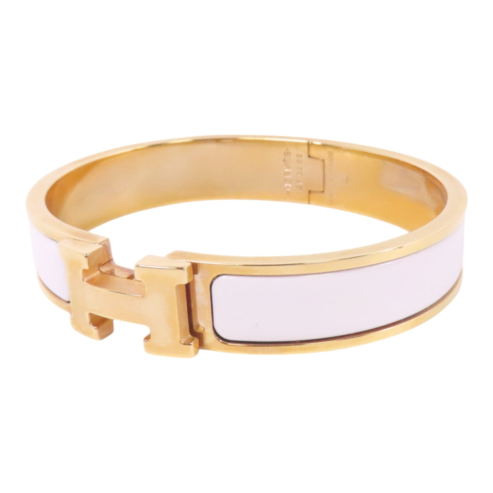 HERMES 金屬/琺瑯Clic-H Bracelet金扣手鐲