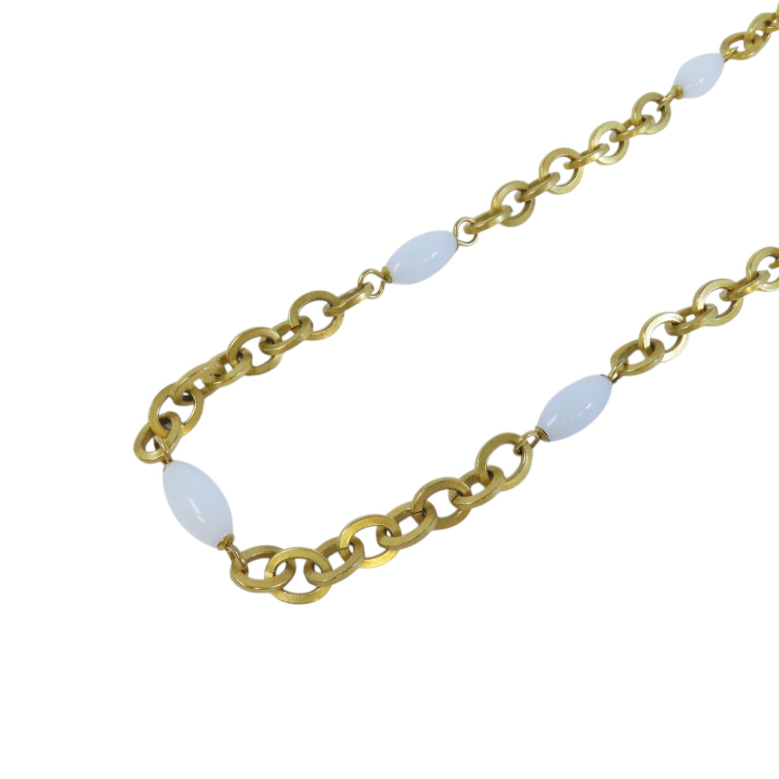 CHANEL CC GHW Necklace 95P Metal PVC White