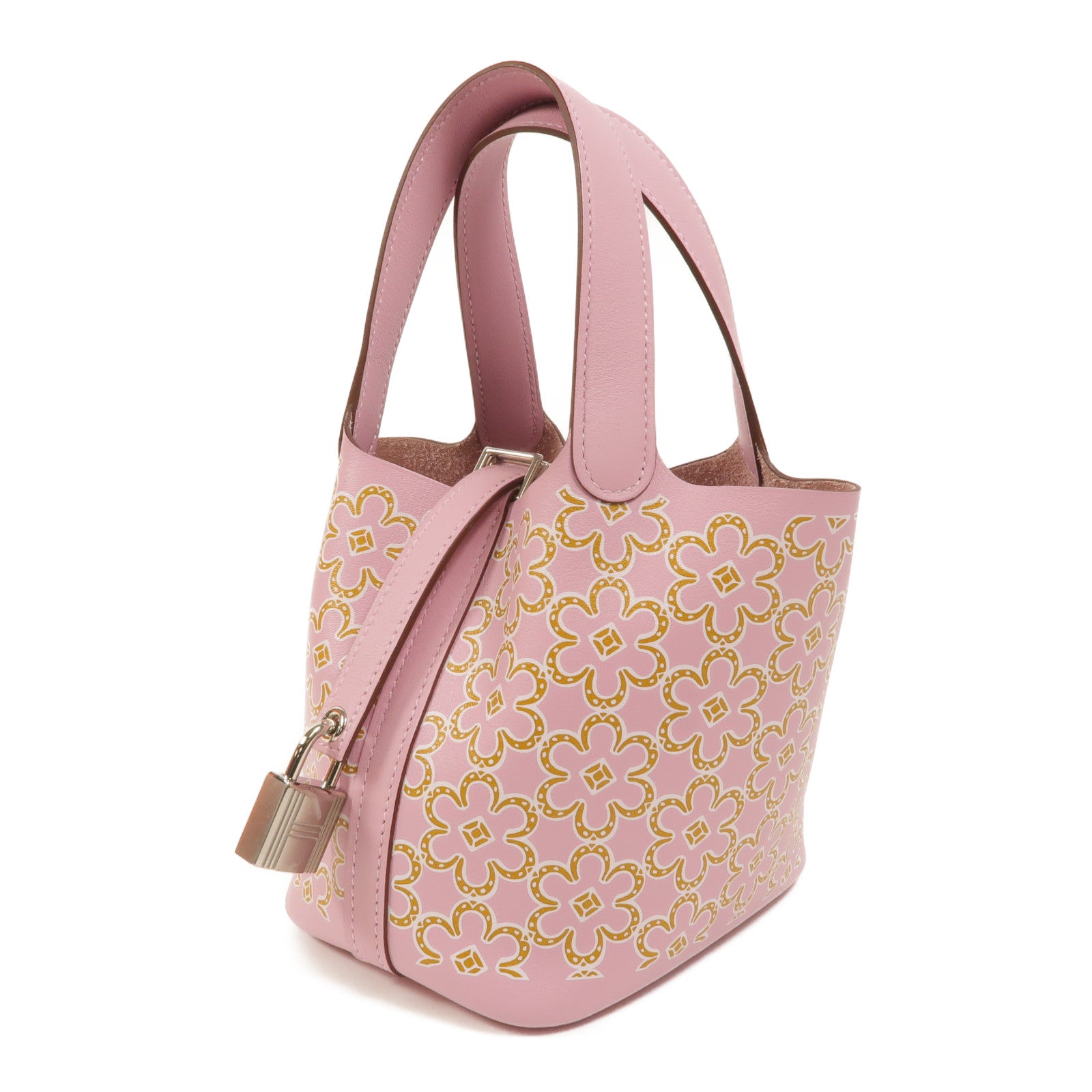 HERMES Swift皮革Picotin Micro Daisy 14手挽袋Mauve Sylvestre